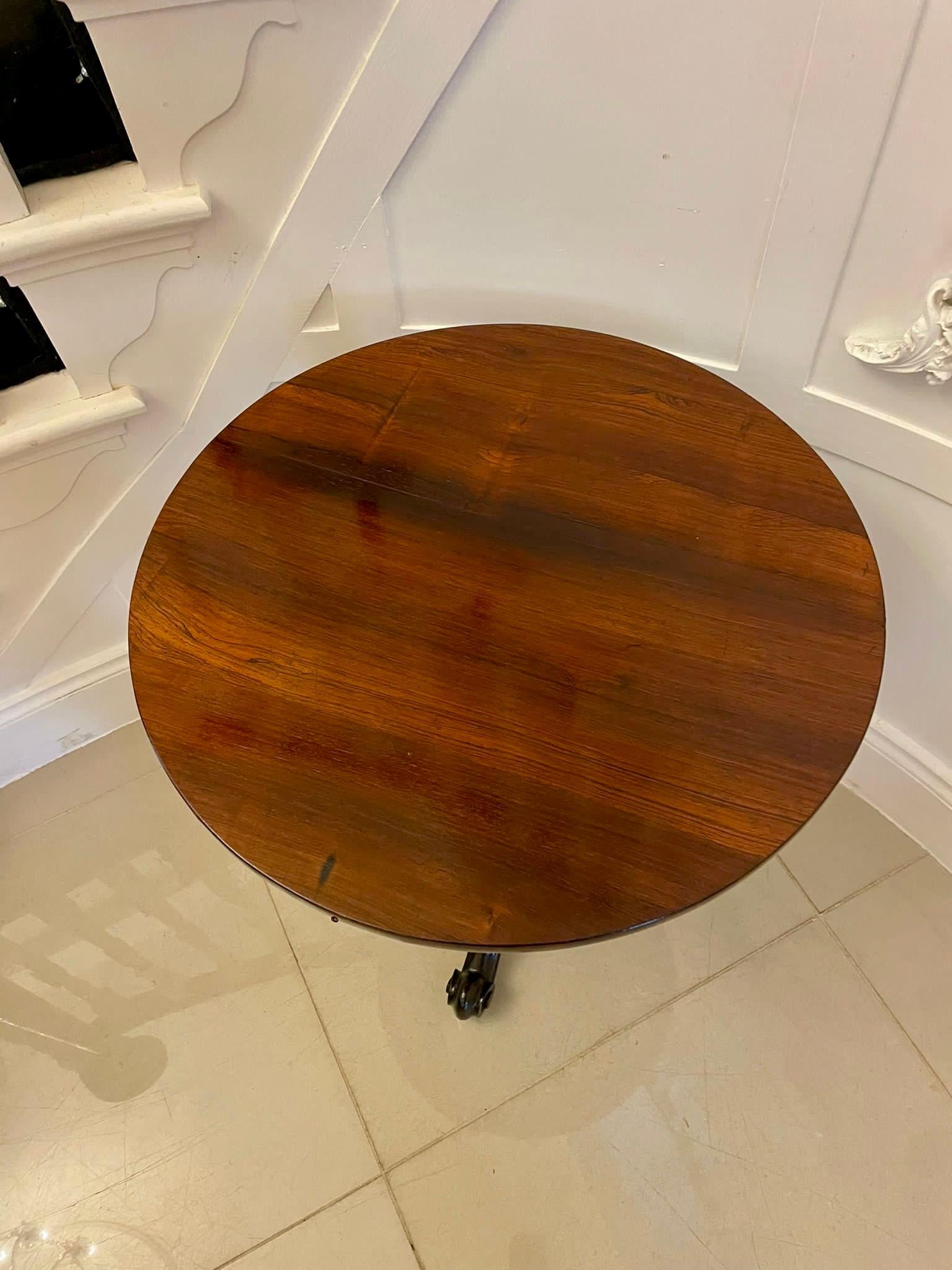English Antique Victorian Quality Rosewood Circular Lamp Table For Sale
