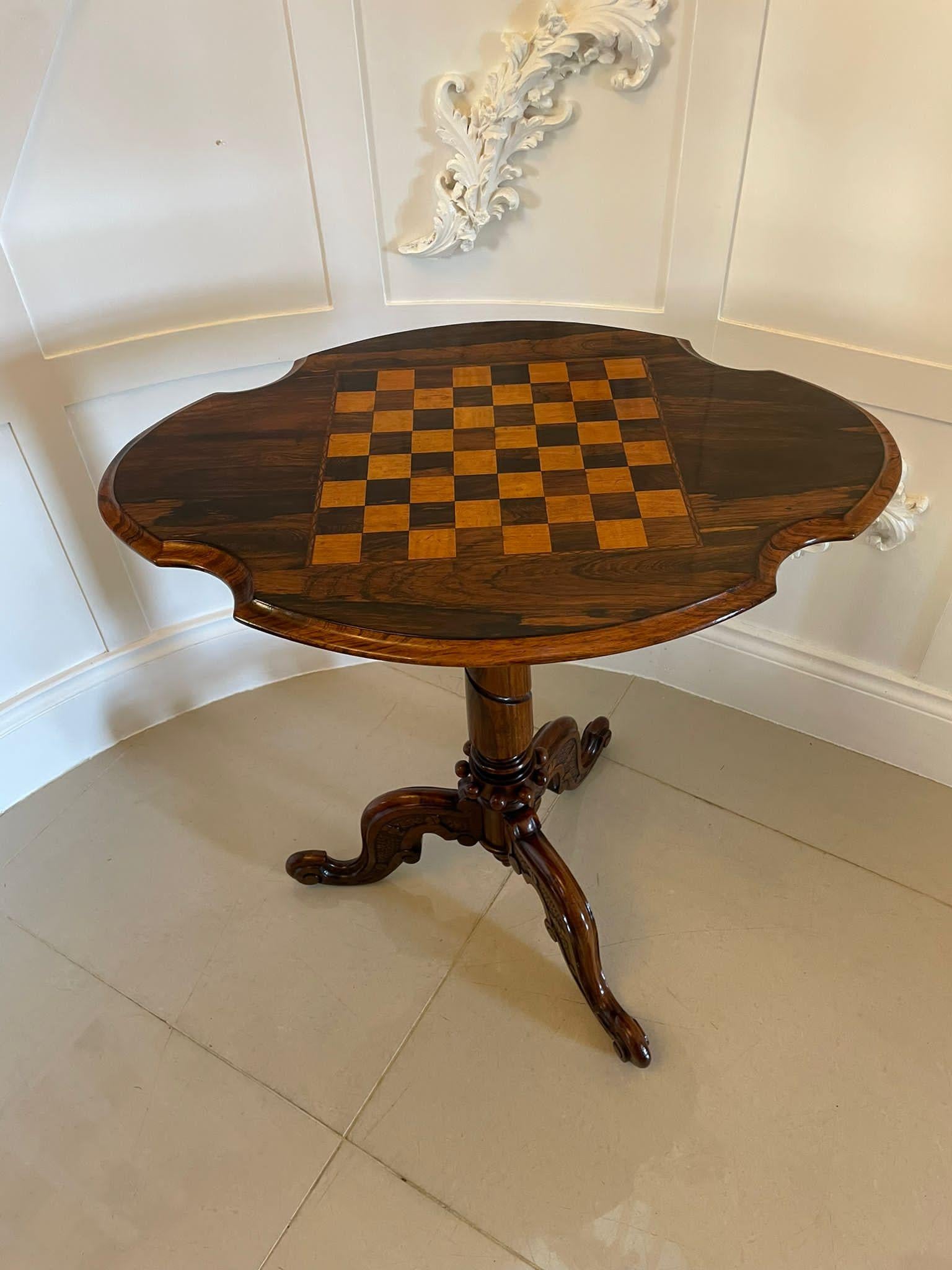 English Antique Victorian Quality Rosewood Games Table