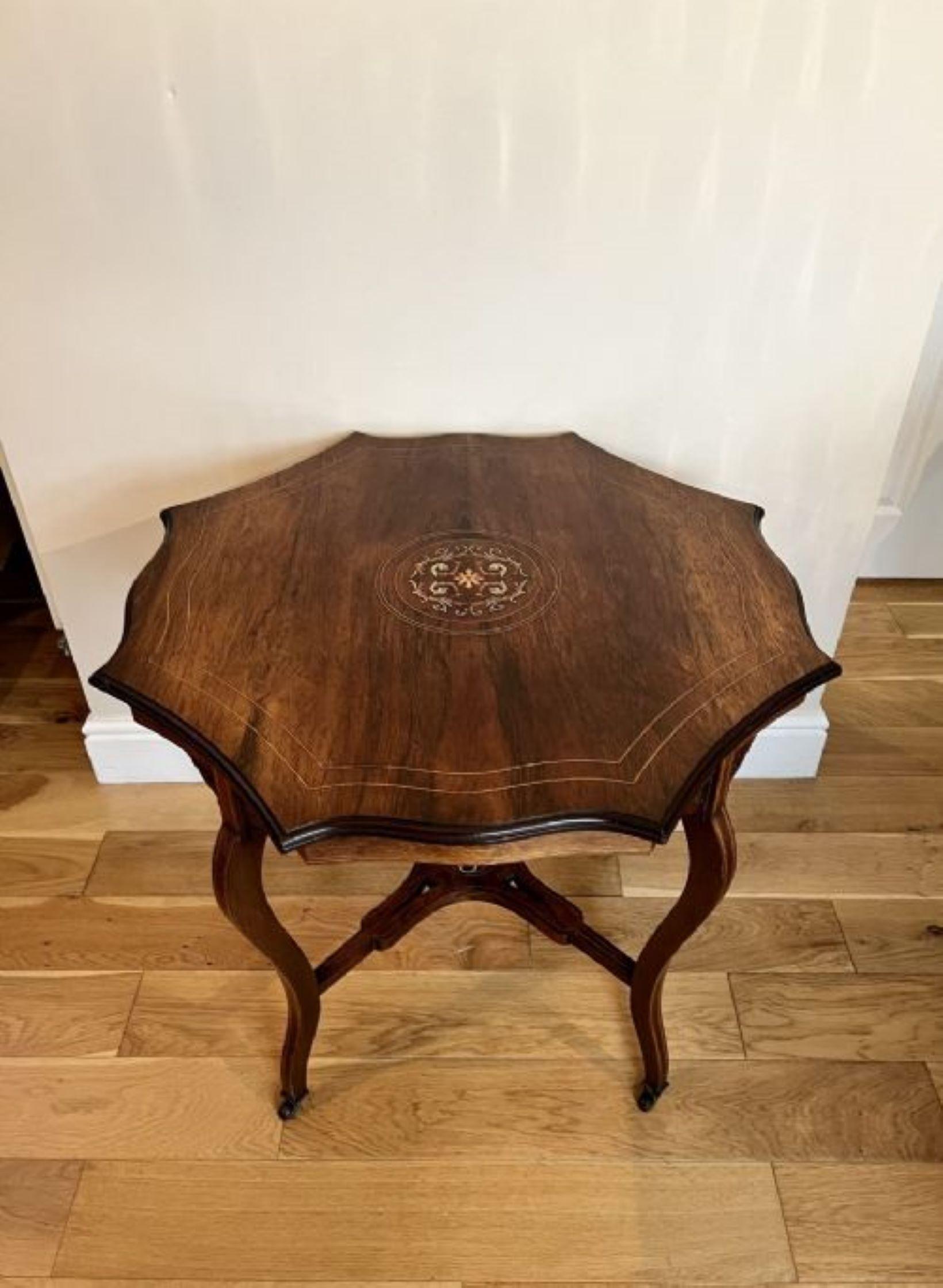 Rosewood Antique Victorian quality rosewood inlaid centre table  For Sale