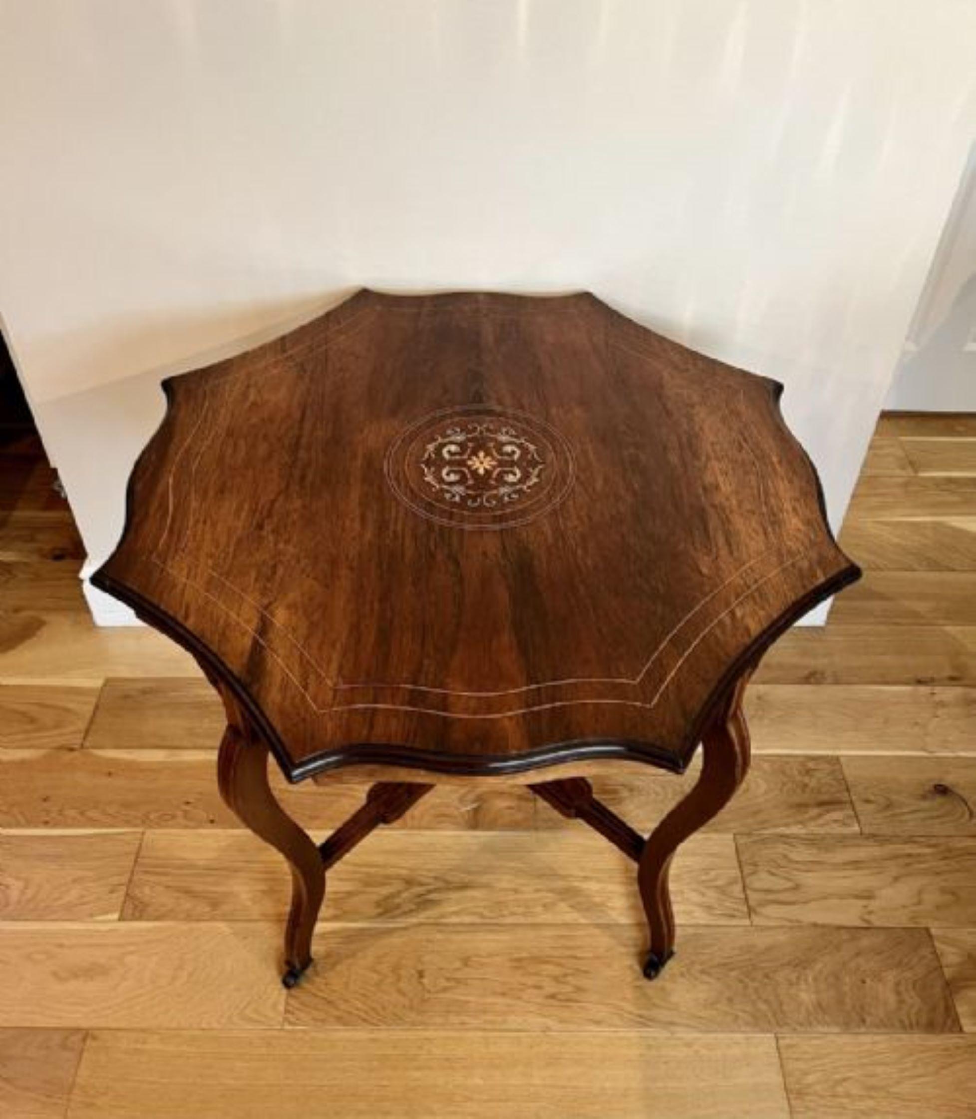 Antique Victorian quality rosewood inlaid centre table  For Sale 3