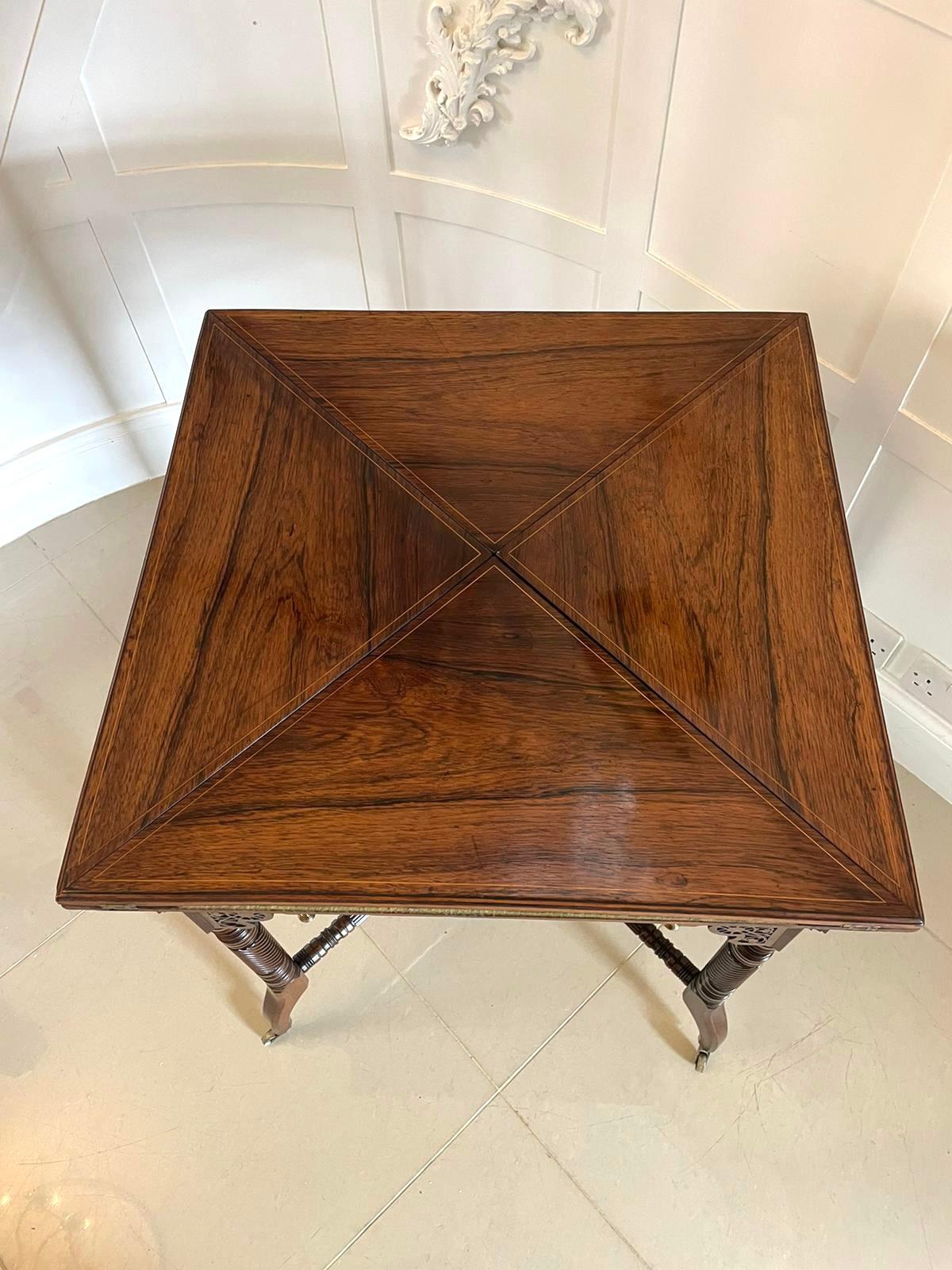 Antique Victorian Quality Rosewood Inlaid Envelope Card/Lamp Table For Sale 4