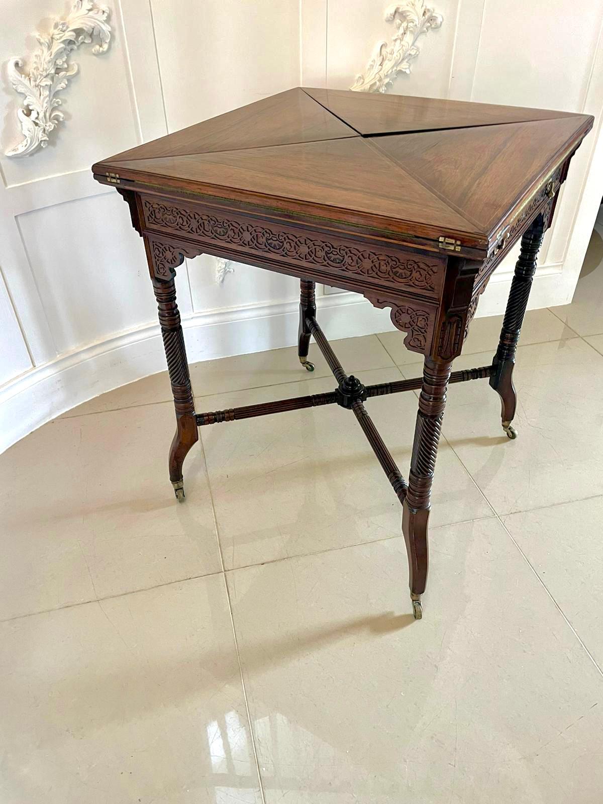 Antique Victorian Quality Rosewood Inlaid Envelope Card/Lamp Table For Sale 5