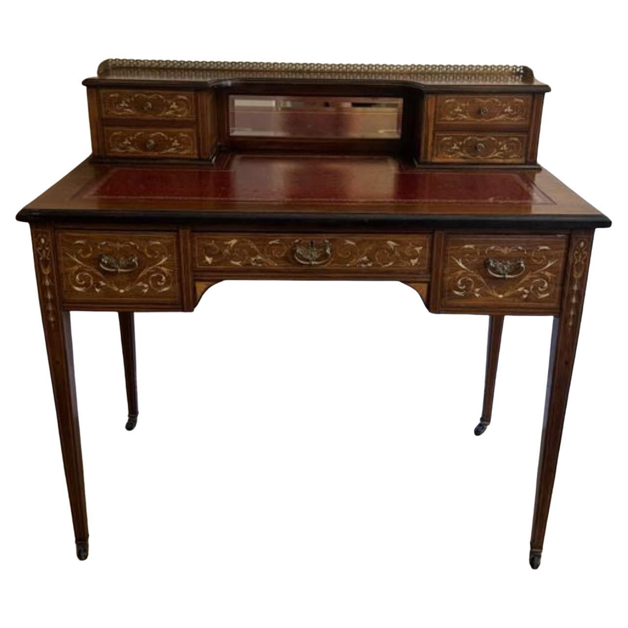 Antique Victorian quality rosewood inlaid writing desk