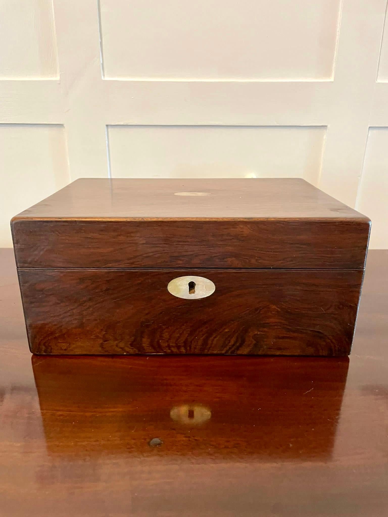 Antique Victorian Quality Rosewood Jewellery Box For Sale 4