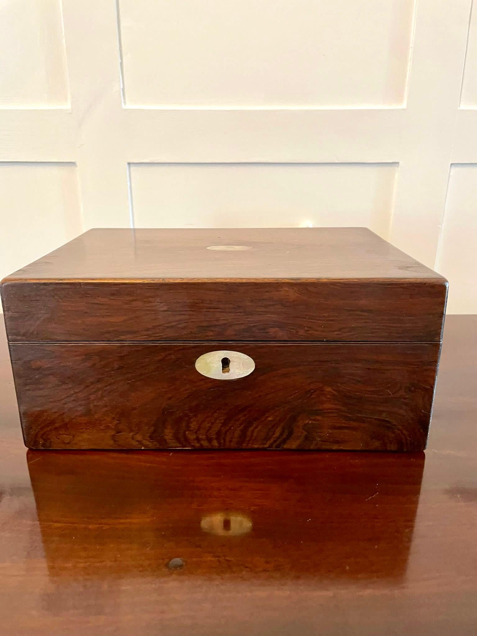 Antique Victorian Quality Rosewood Jewellery Box For Sale 5