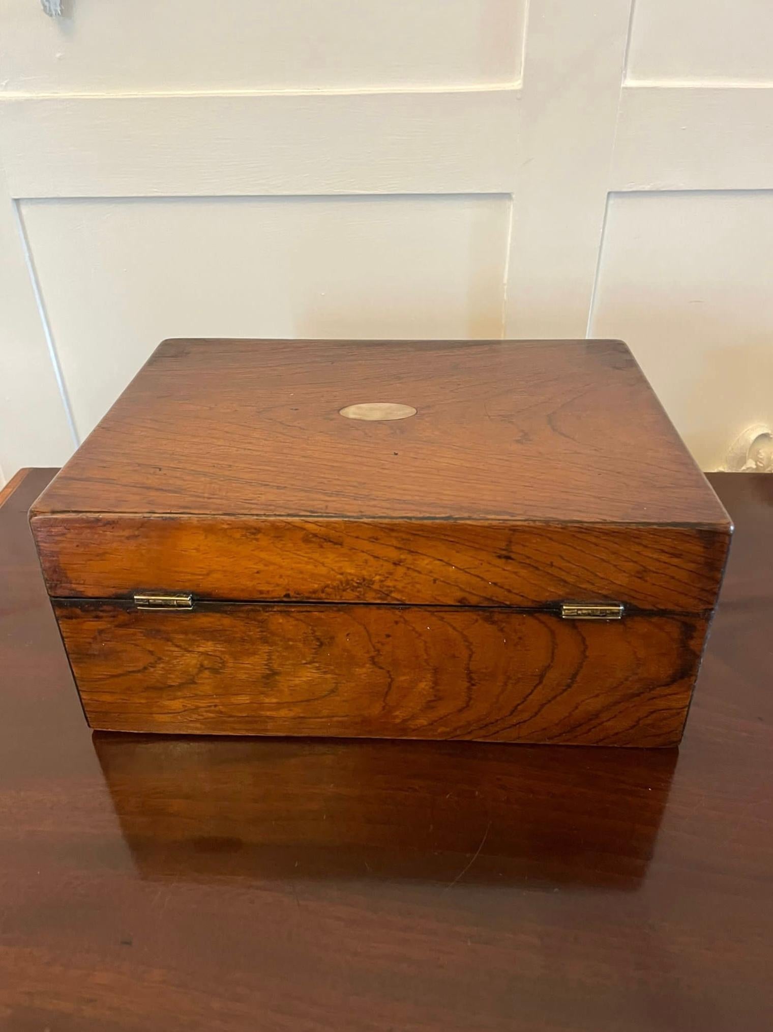 English Antique Victorian Quality Rosewood Jewellery Box For Sale