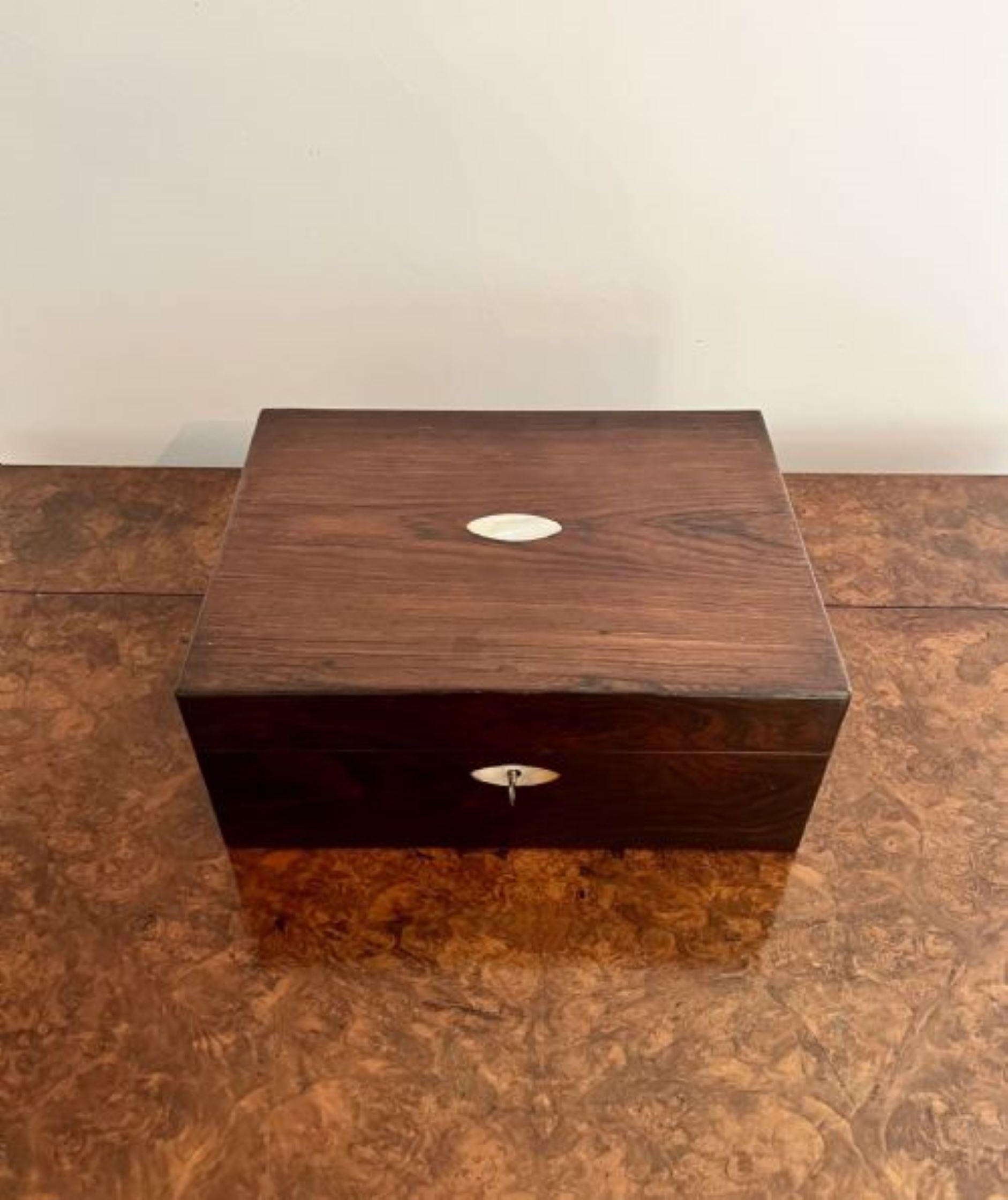 19th Century Antique Victorian quality rosewood jewellery box  For Sale