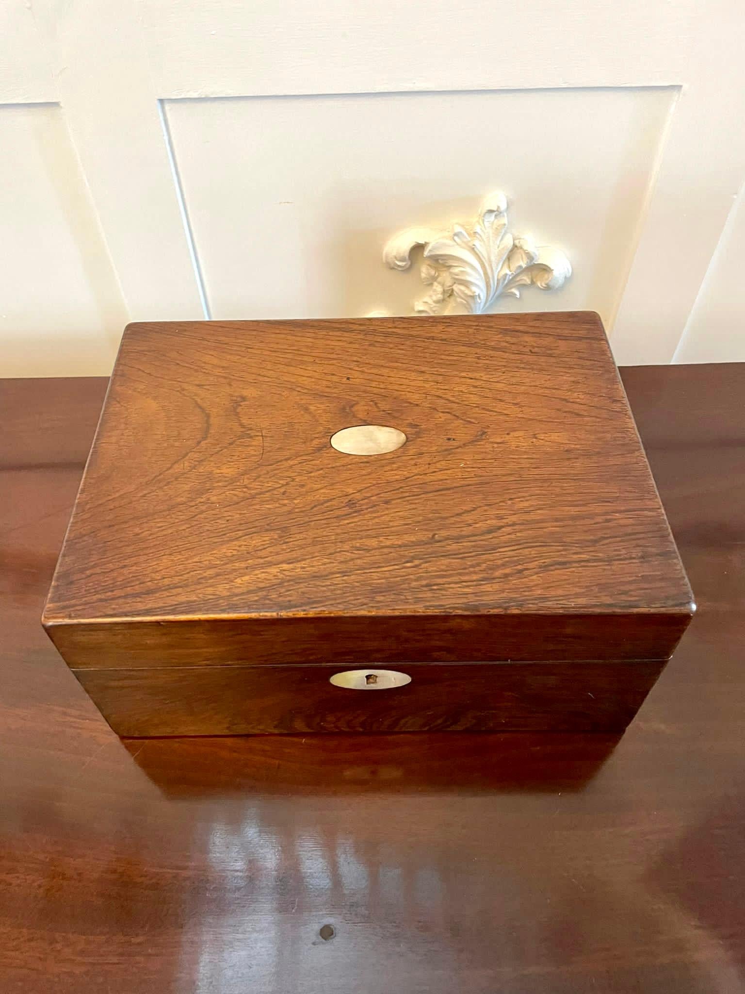 Antique Victorian Quality Rosewood Jewellery Box For Sale 1