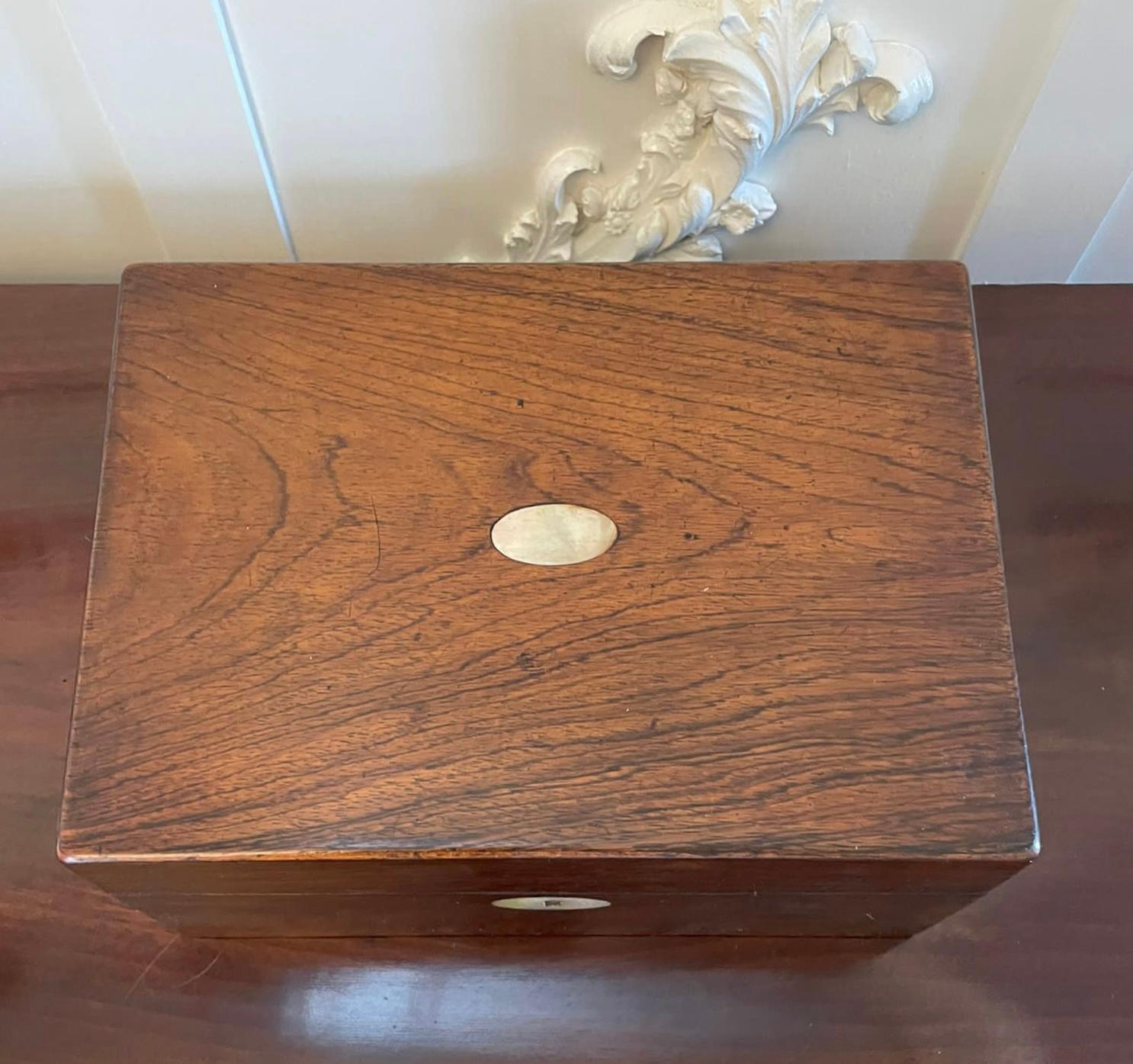 Antique Victorian Quality Rosewood Jewellery Box For Sale 2