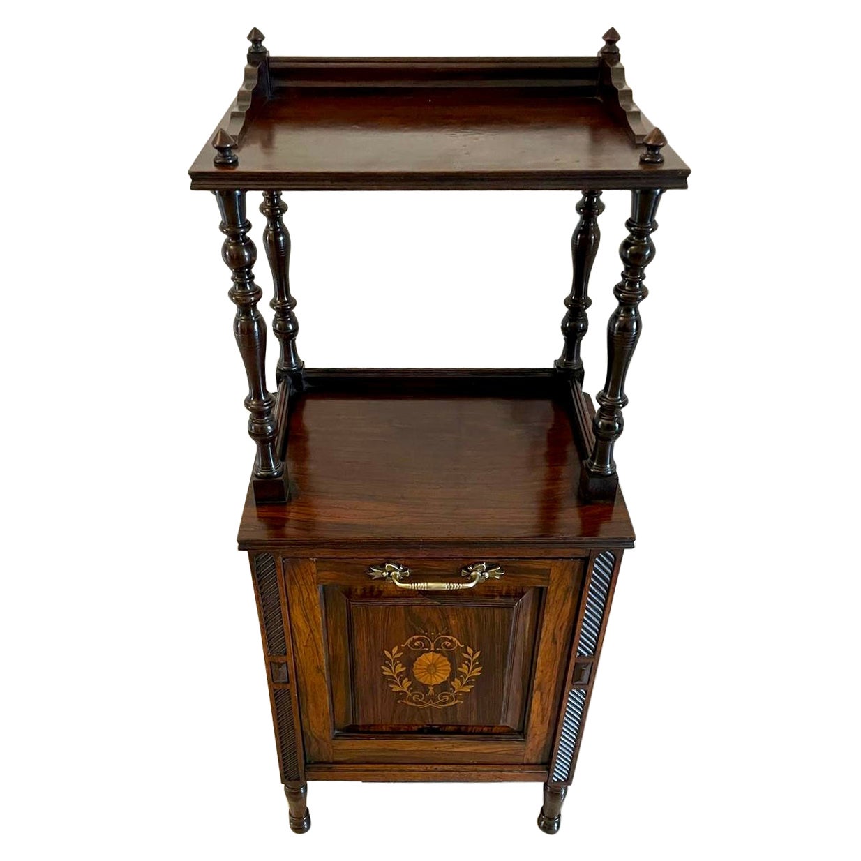 Antique Victorian Quality Rosewood Marquetry Inlaid Coal Box