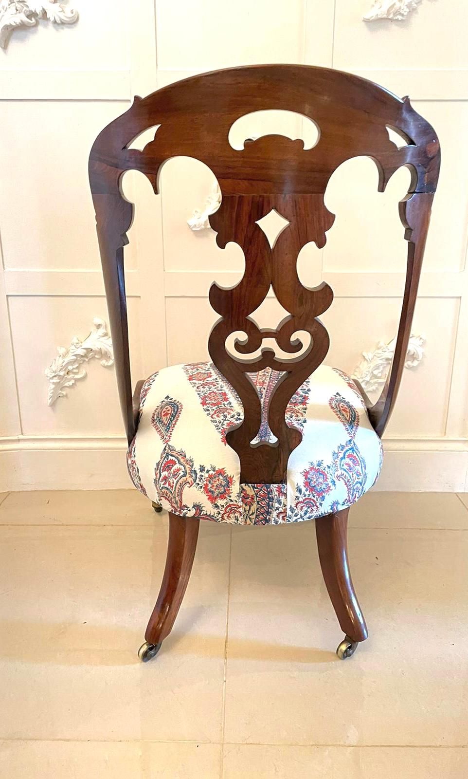 English Antique Victorian Quality Rosewood Side Chair For Sale