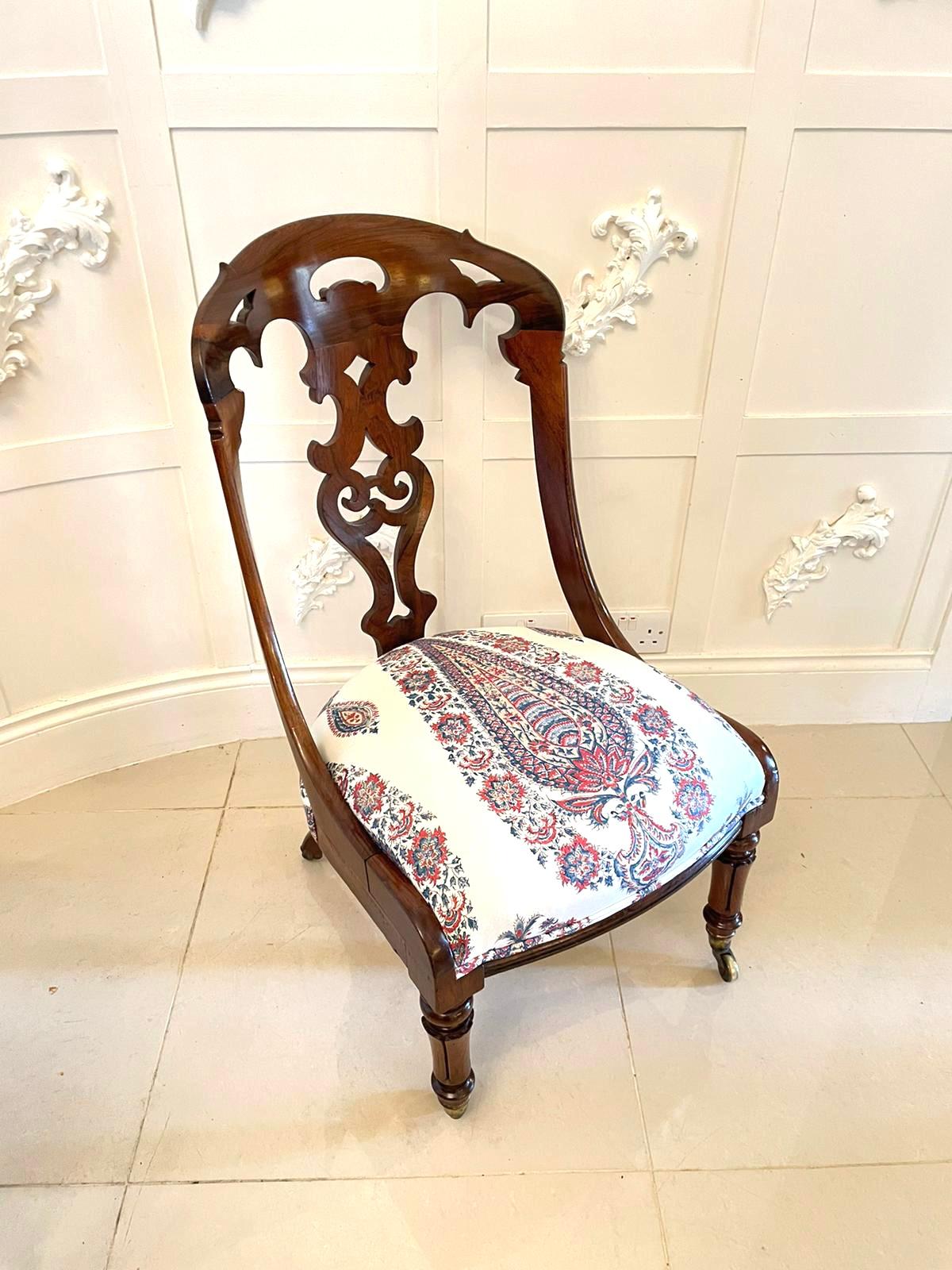 Antique Victorian Quality Rosewood Side Chair In Good Condition For Sale In Suffolk, GB