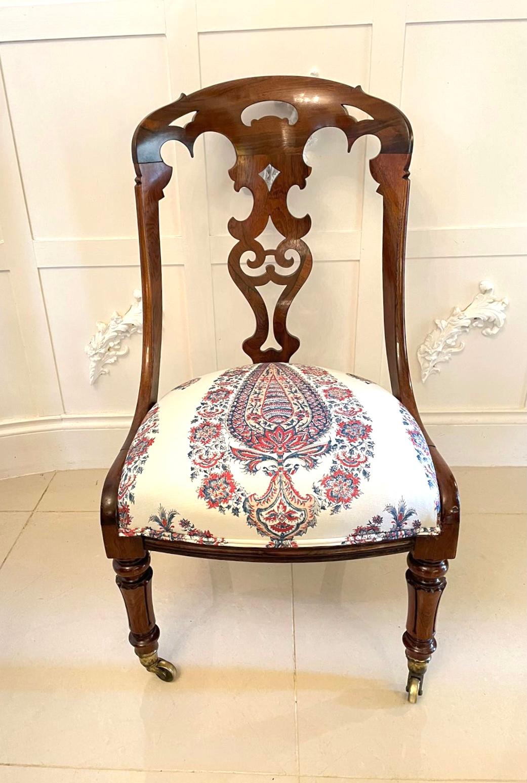 Antique Victorian Quality Rosewood Side Chair For Sale 3