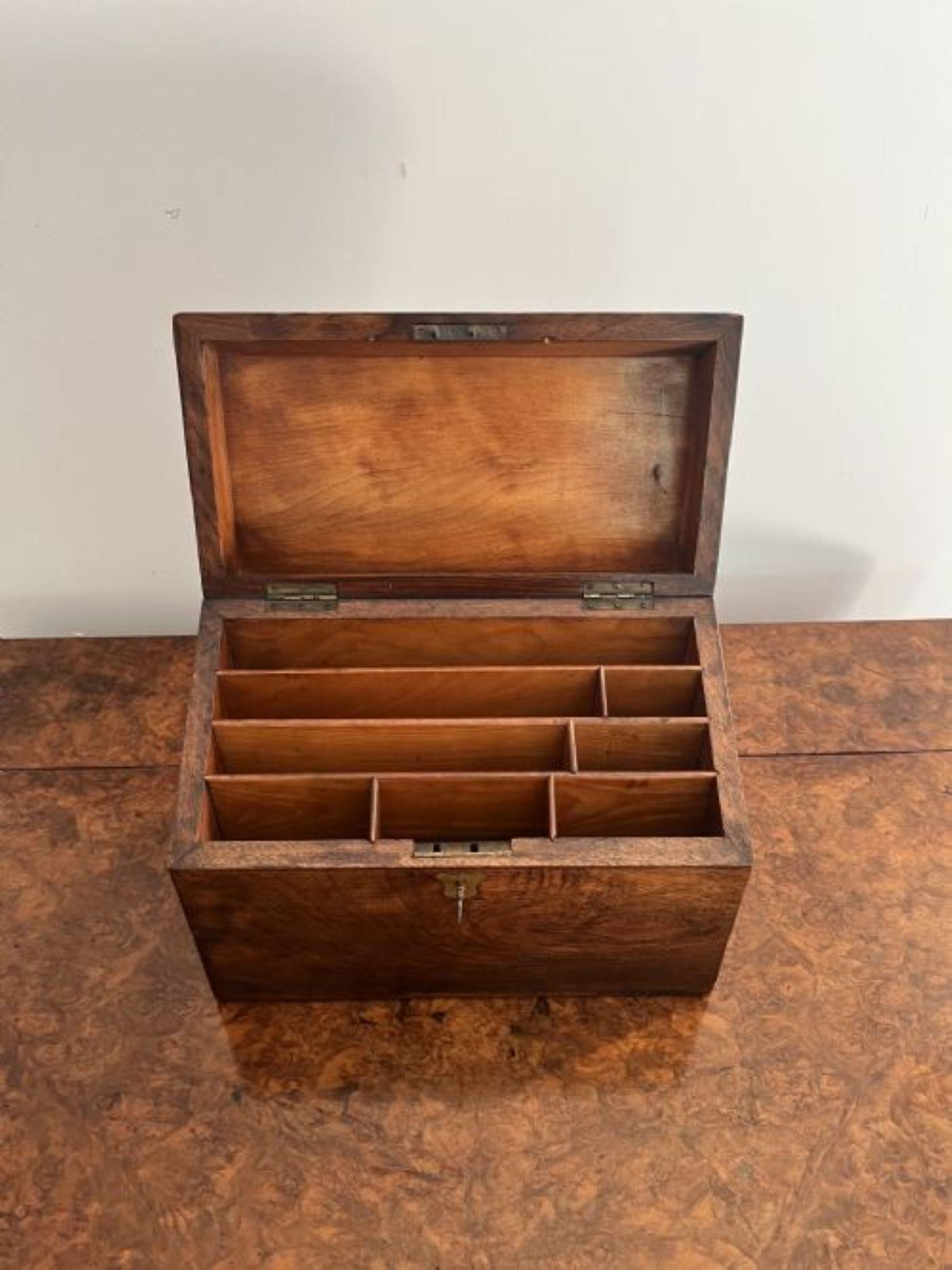 Antique Victorian quality rosewood stationary box For Sale 2