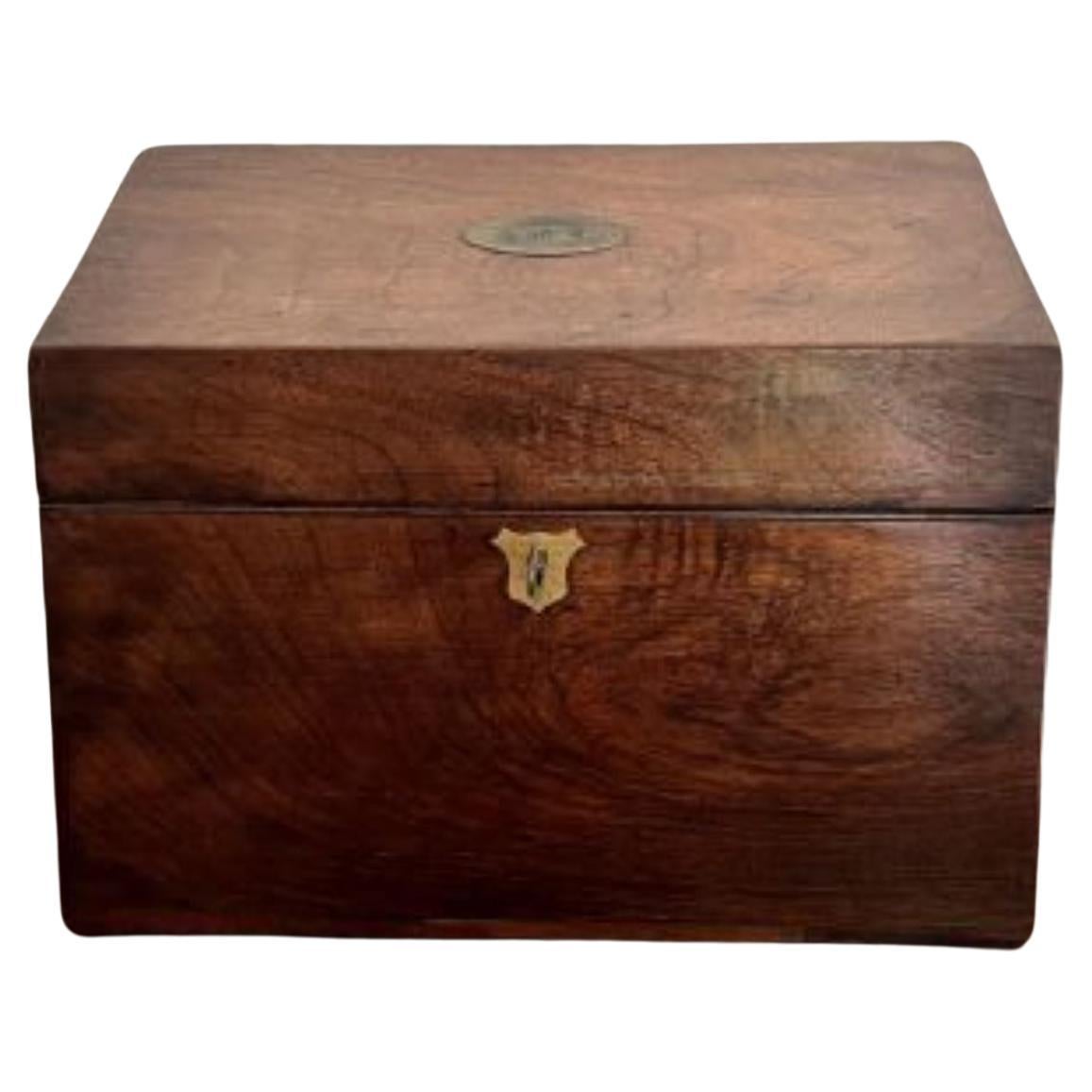 Boîte fixe victorienne ancienne en bois de rose de qualité