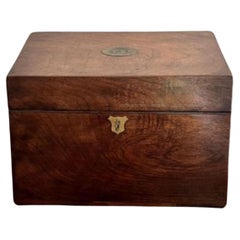 Boîte fixe victorienne ancienne en bois de rose de qualité