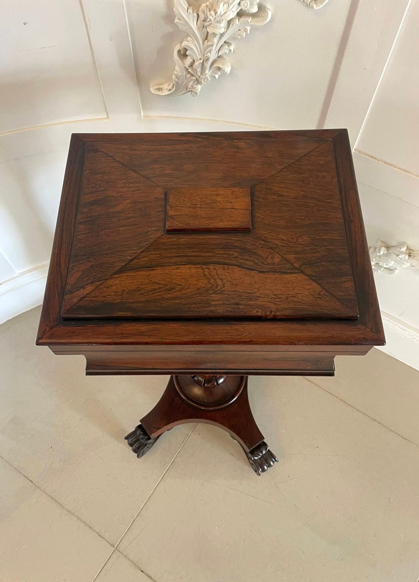 Antique Victorian Quality Rosewood Teapoy For Sale 8