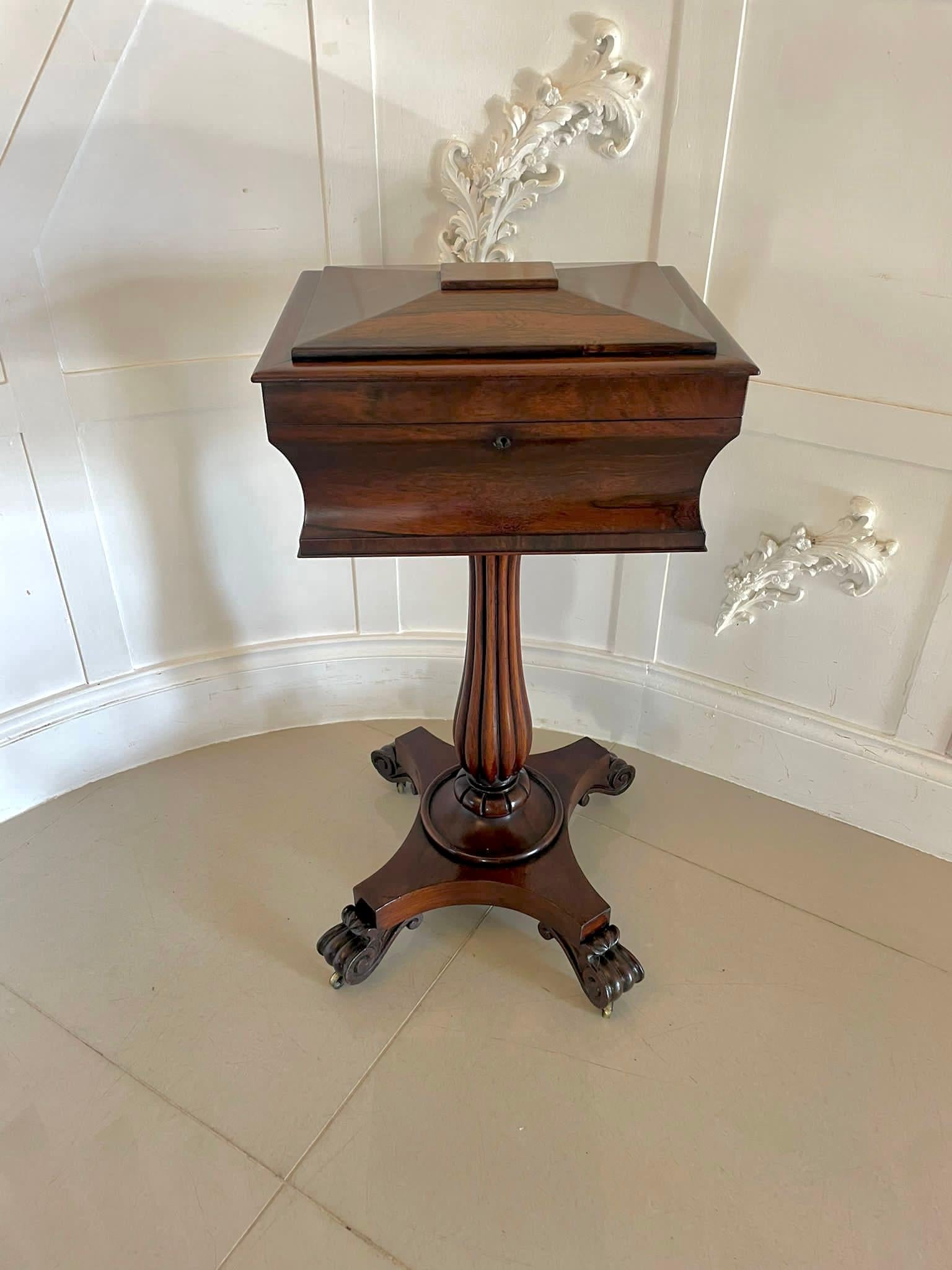 Antique Victorian Quality Rosewood Teapoy In Good Condition For Sale In Suffolk, GB
