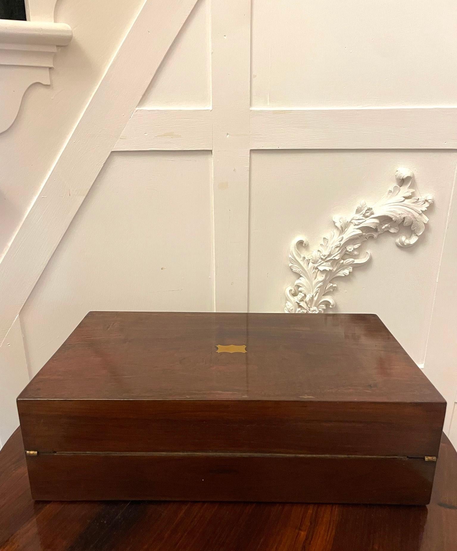 English Antique Victorian Quality Rosewood Writing Box For Sale