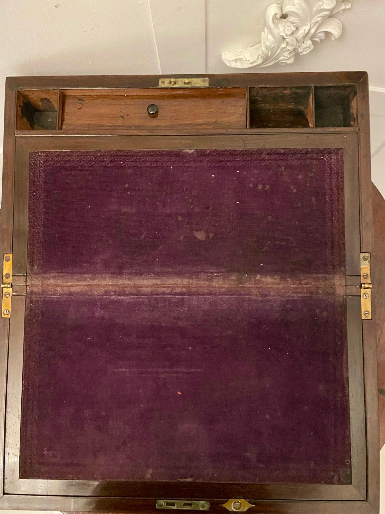 Antike viktorianische Qualität Palisander Schreibbox im Zustand „Gut“ im Angebot in Suffolk, GB