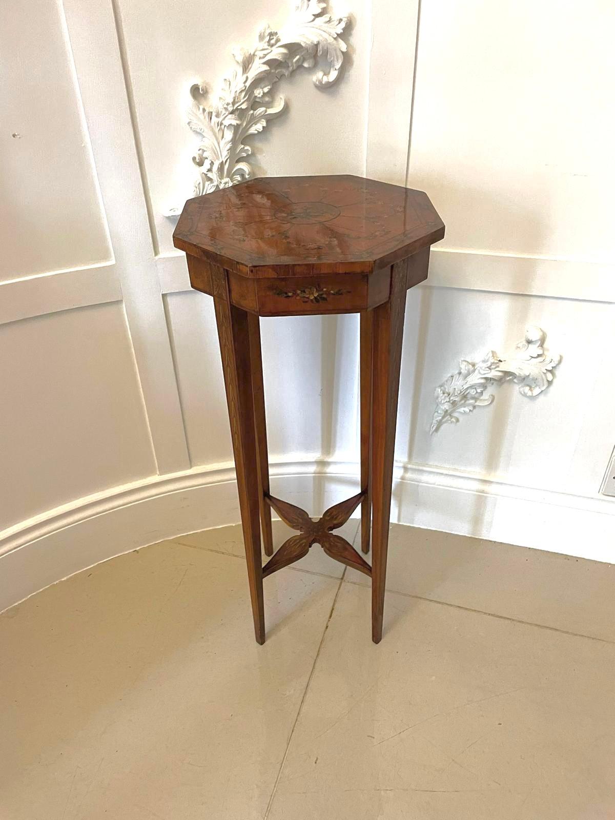 Antique Victorian Quality Satinwood Hand Painted Satinwood Lamp / Side Table For Sale 7