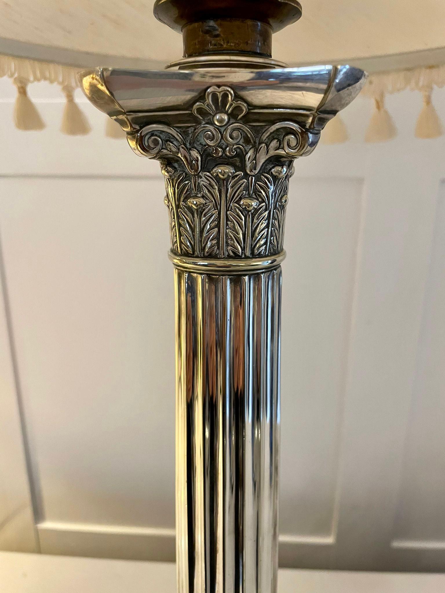 Antique Victorian Quality Silver Plated Table Lamp In Good Condition For Sale In Suffolk, GB