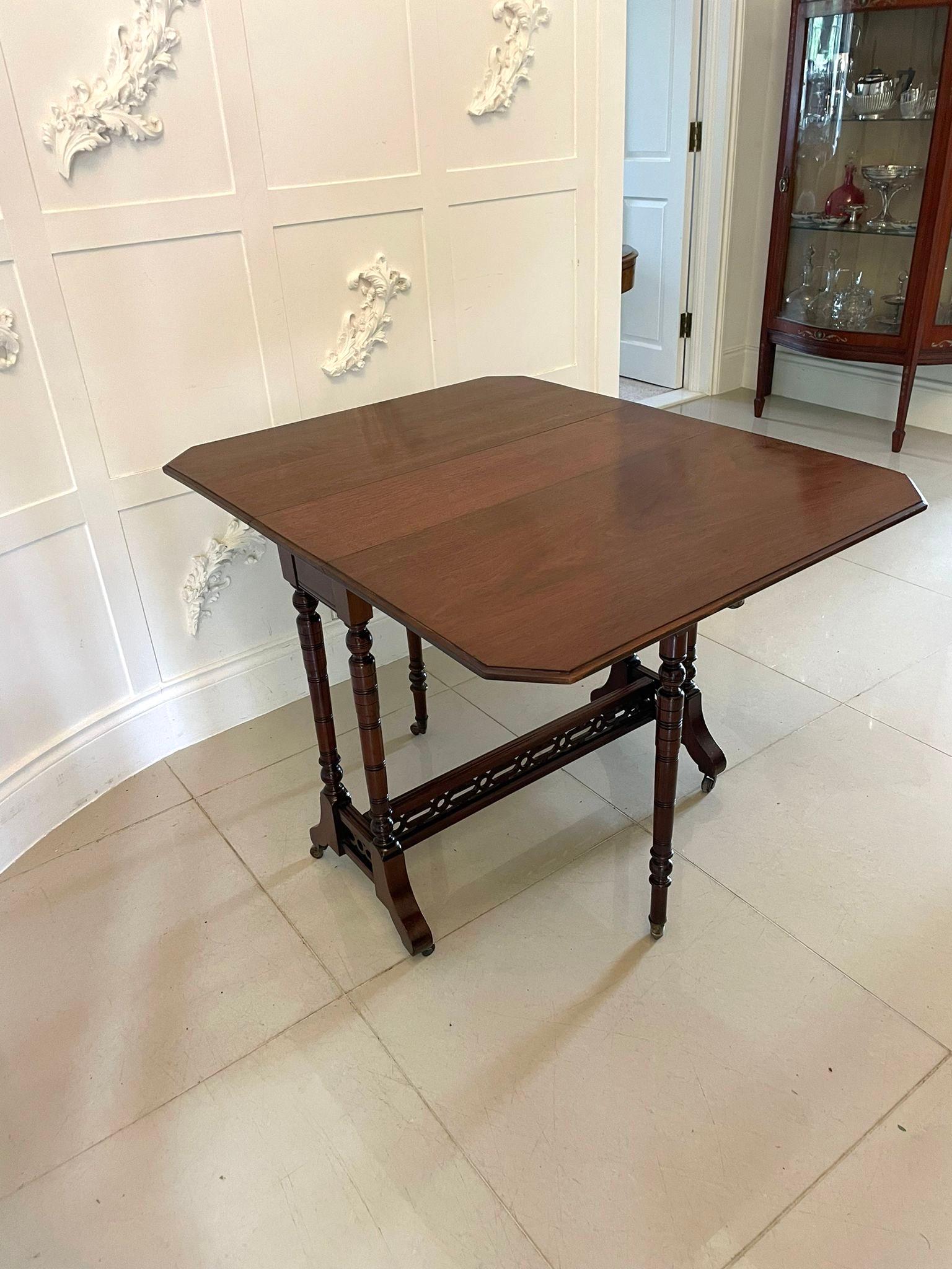 English Antique Victorian Quality Solid Walnut Sutherland Table For Sale