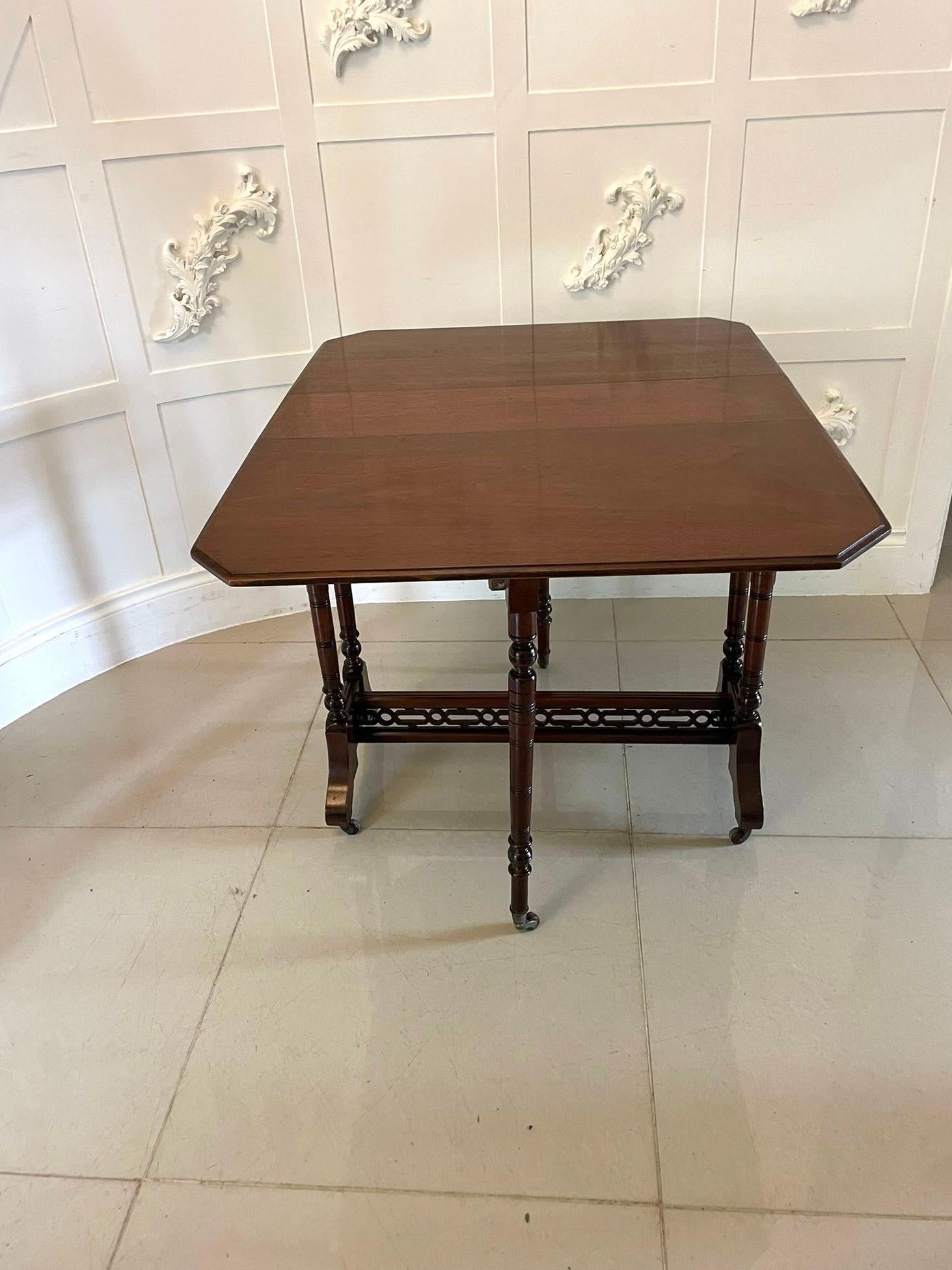 Antique Victorian Quality Solid Walnut Sutherland Table For Sale 3