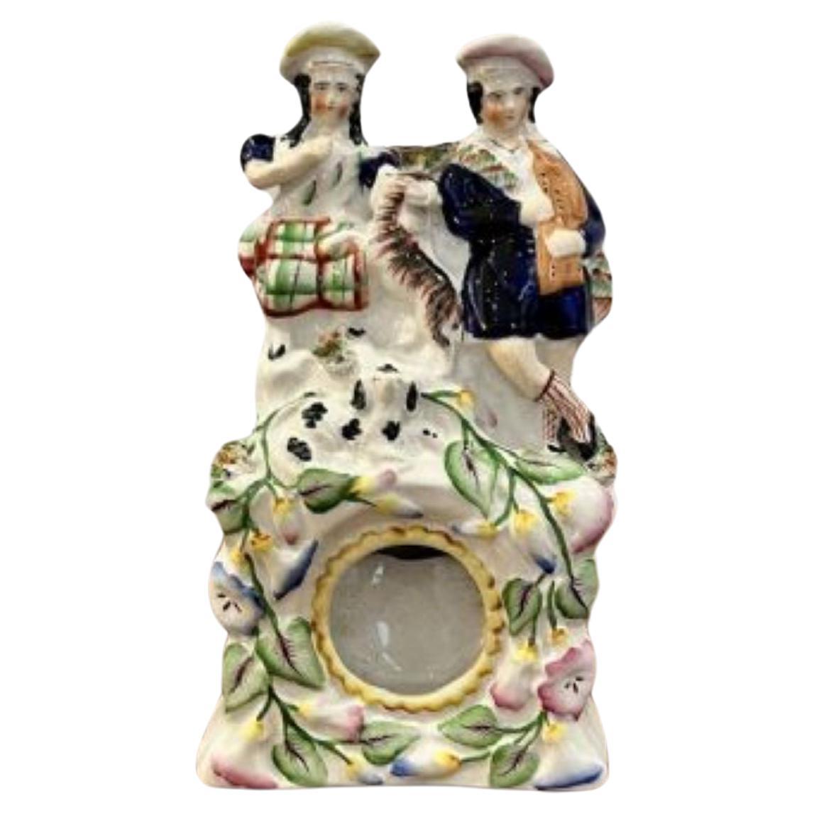 Antique Victorian quality Staffordshire watch holder  For Sale