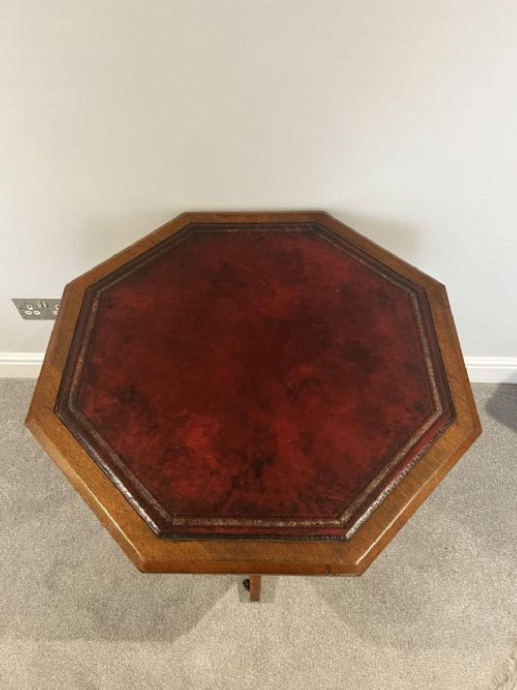 19th Century Antique Victorian quality walnut & leather top library table For Sale