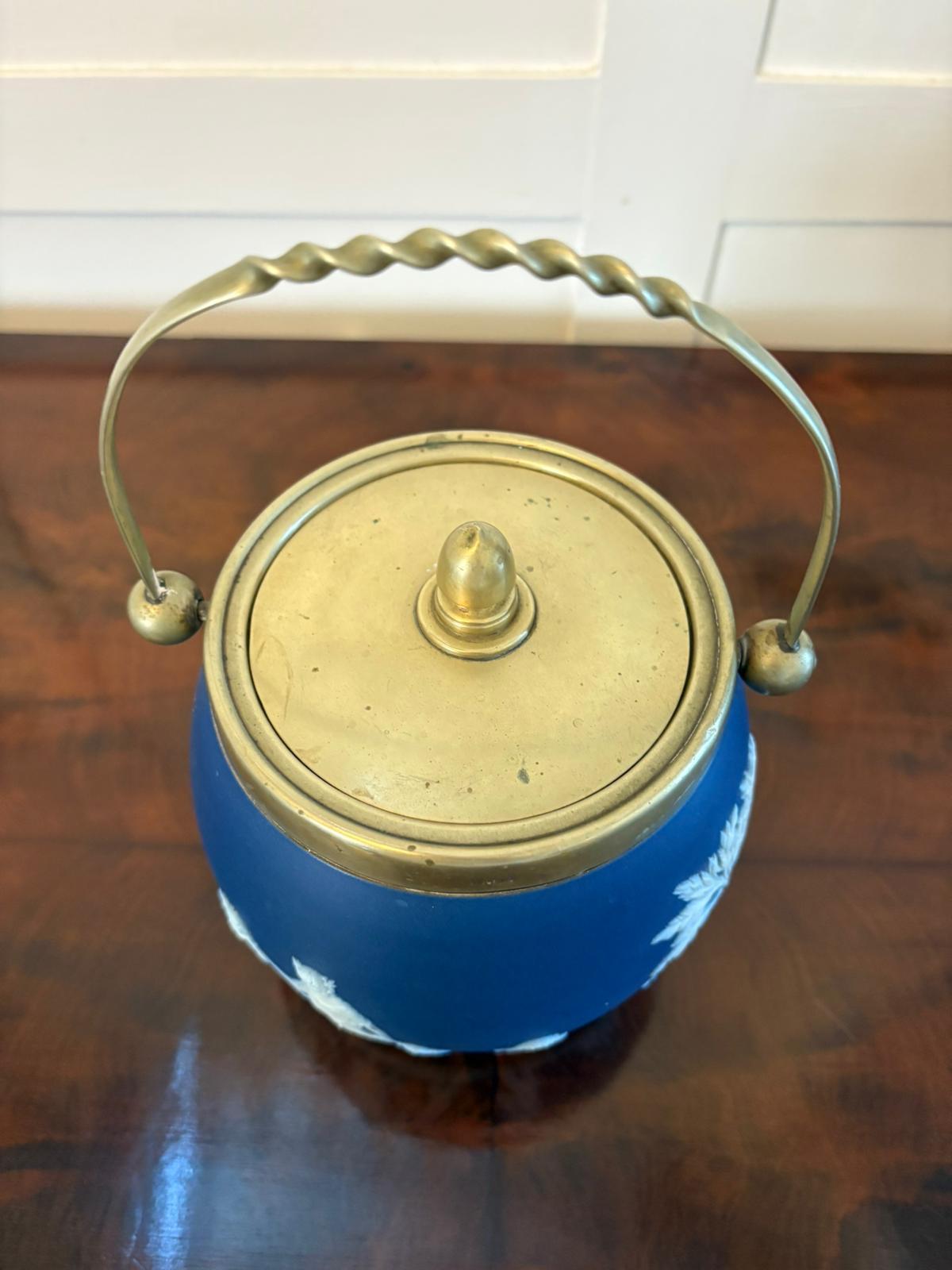 19th Century Antique Victorian Quality Wedgwood Jasperware Biscuit Barrel For Sale