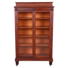 Antique Victorian Quarter Sawn Oak Bookcase, Circa 1880s