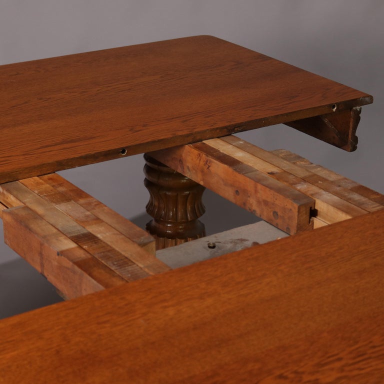 Antique Victorian Quarter Sawn Oak Extending Dining Table And Two Antique Victorian Quarter Sawn Oak Extending Dining Table And Two Leaves For 2