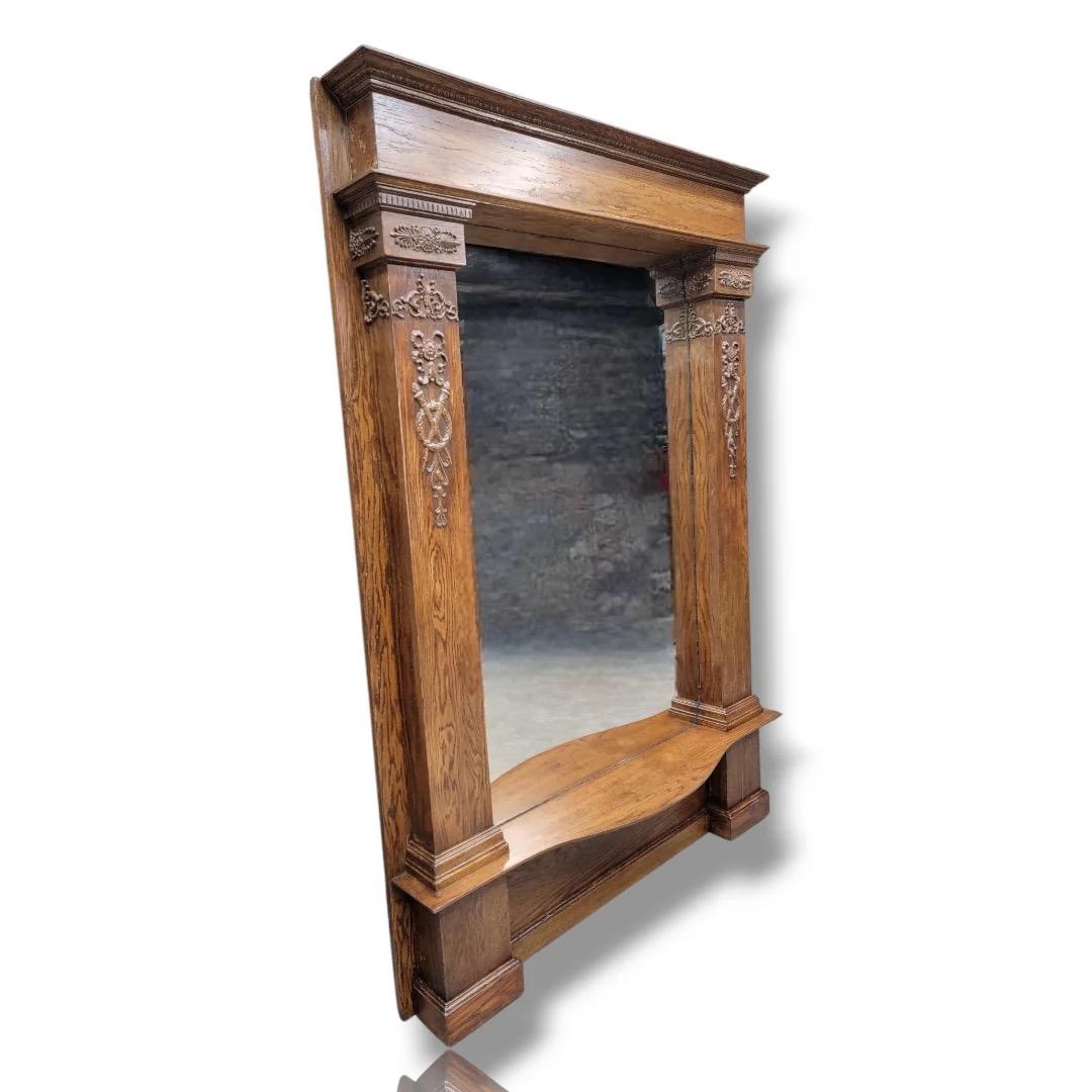 Antique Victorian Quarter-Sawn Oak Salvaged Console Pier Mirror 5