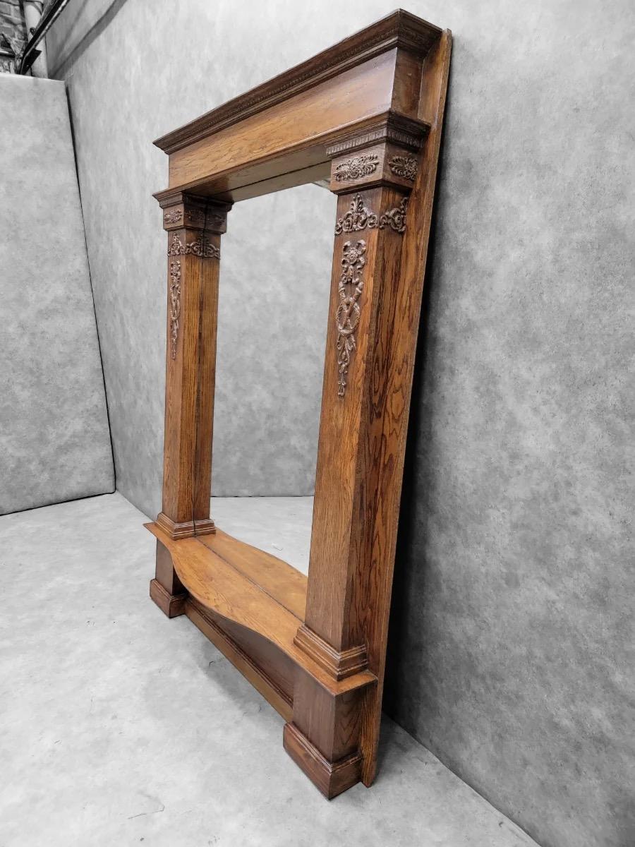 Unknown Antique Victorian Quarter-Sawn Oak Salvaged Console Pier Mirror
