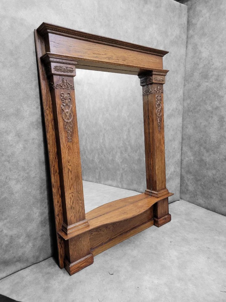 20th Century Antique Victorian Quarter-Sawn Oak Salvaged Console Pier Mirror