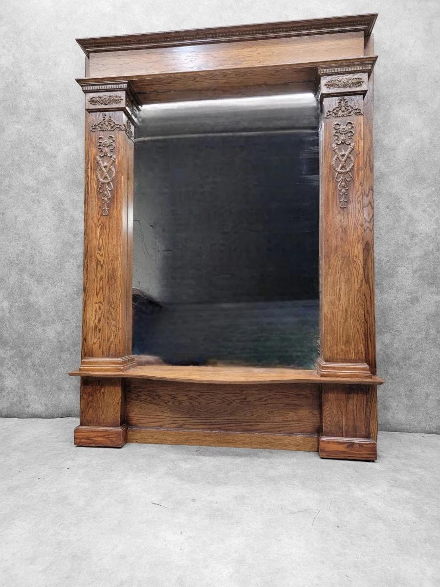 Antique Victorian Quarter-Sawn Oak Salvaged Console Pier Mirror 1