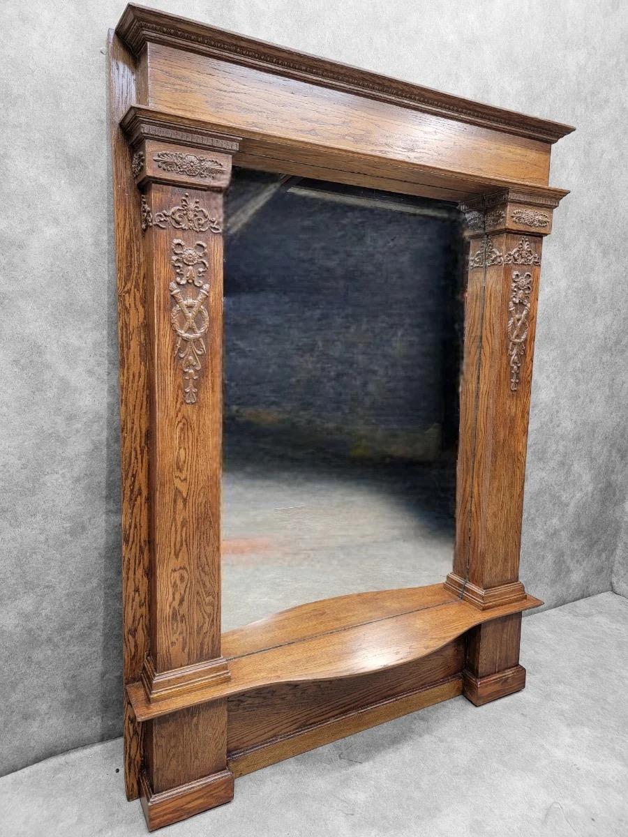 Antique Victorian Quarter-Sawn Oak Salvaged Console Pier Mirror 2