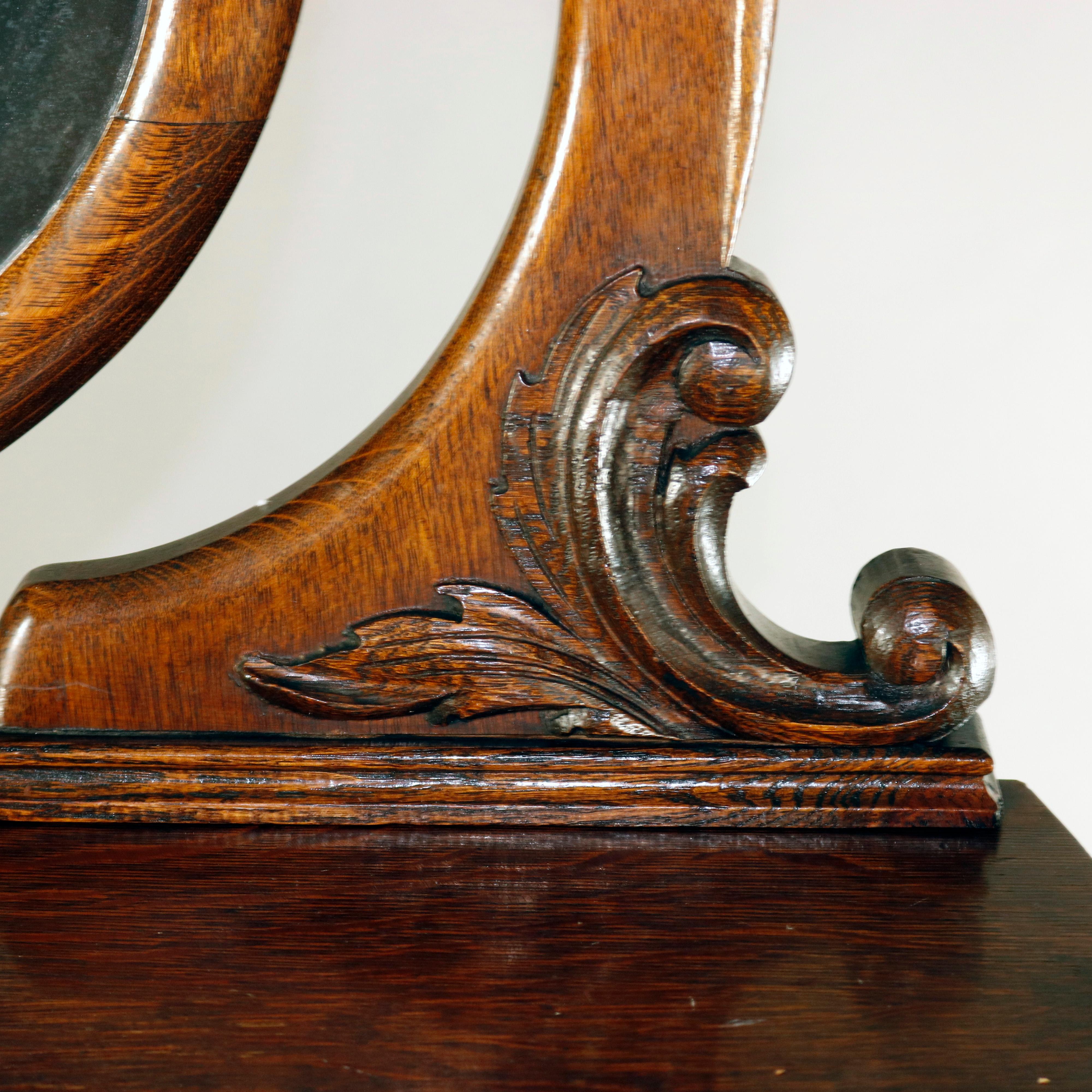 antique serpentine tiger oak dresser