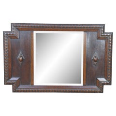 Antique Victorian Quartersawn Oak Beveled Egg & Dart Vanity Mirror 34"