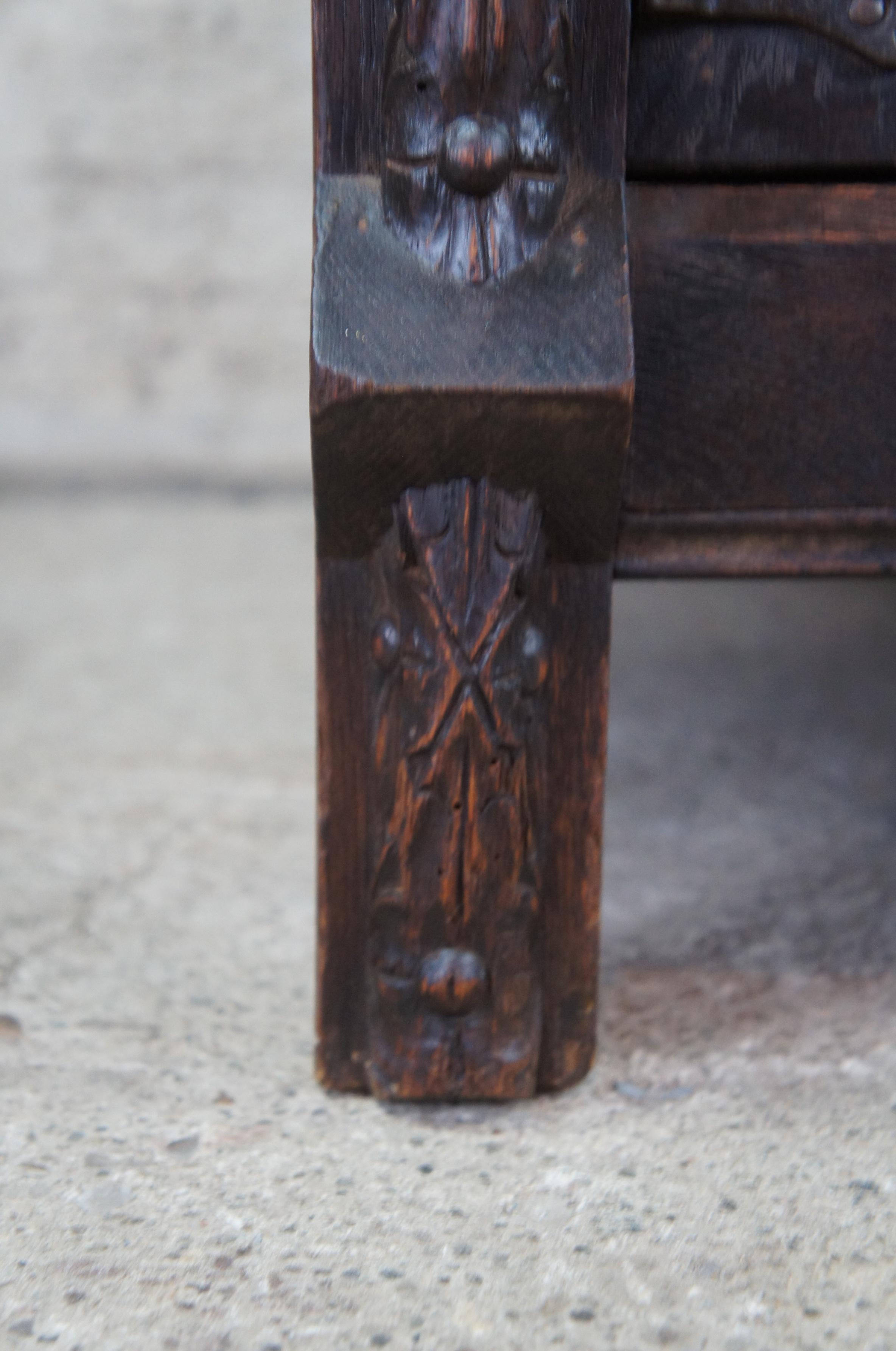 Antique Victorian Quartersawn Oak Gothic Carved Secretary Writing Desk 1