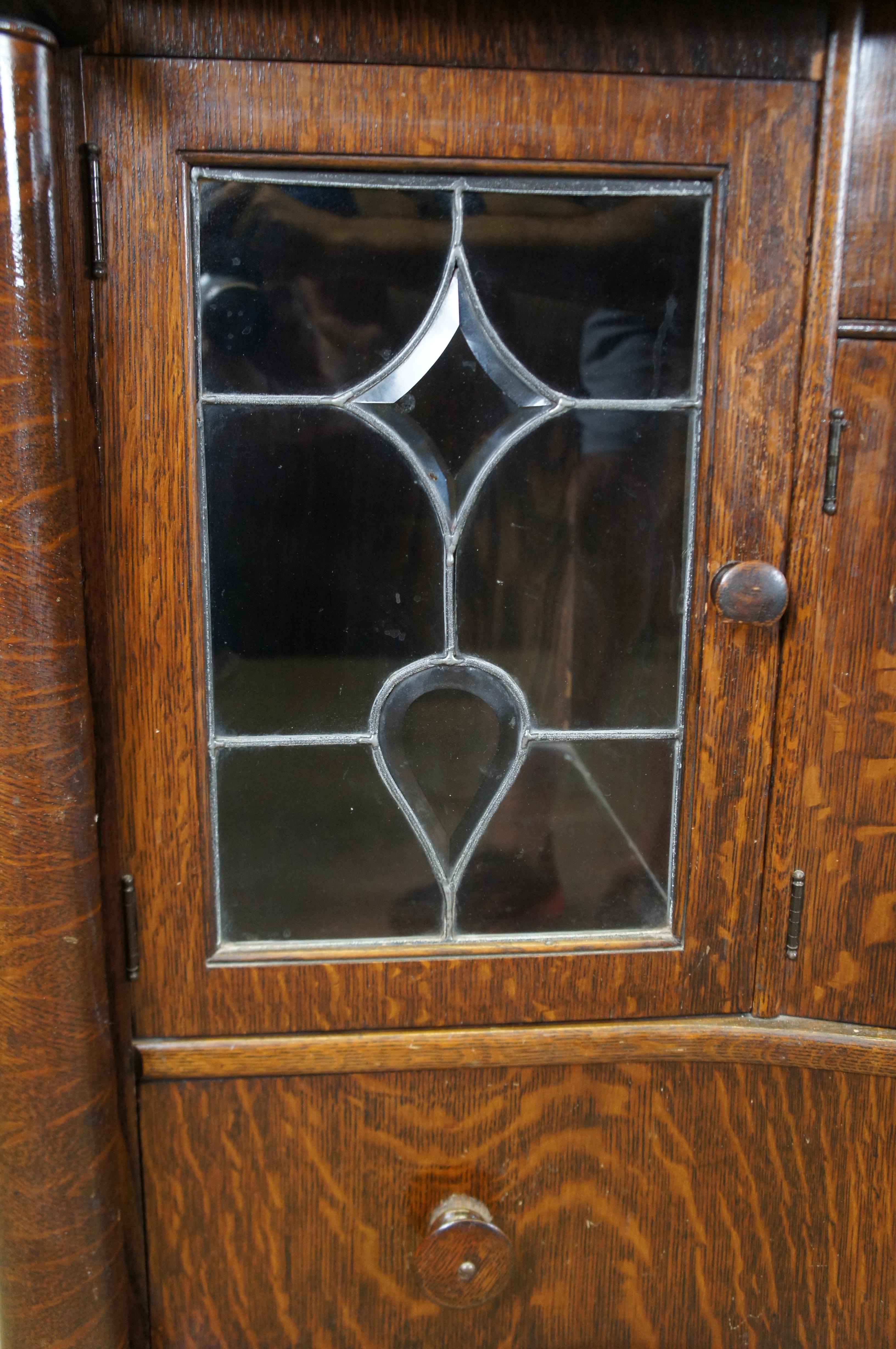 Antique Victorian Quartersawn Oak Mirred Buffet Sideboard Bar Server Cabinet 60