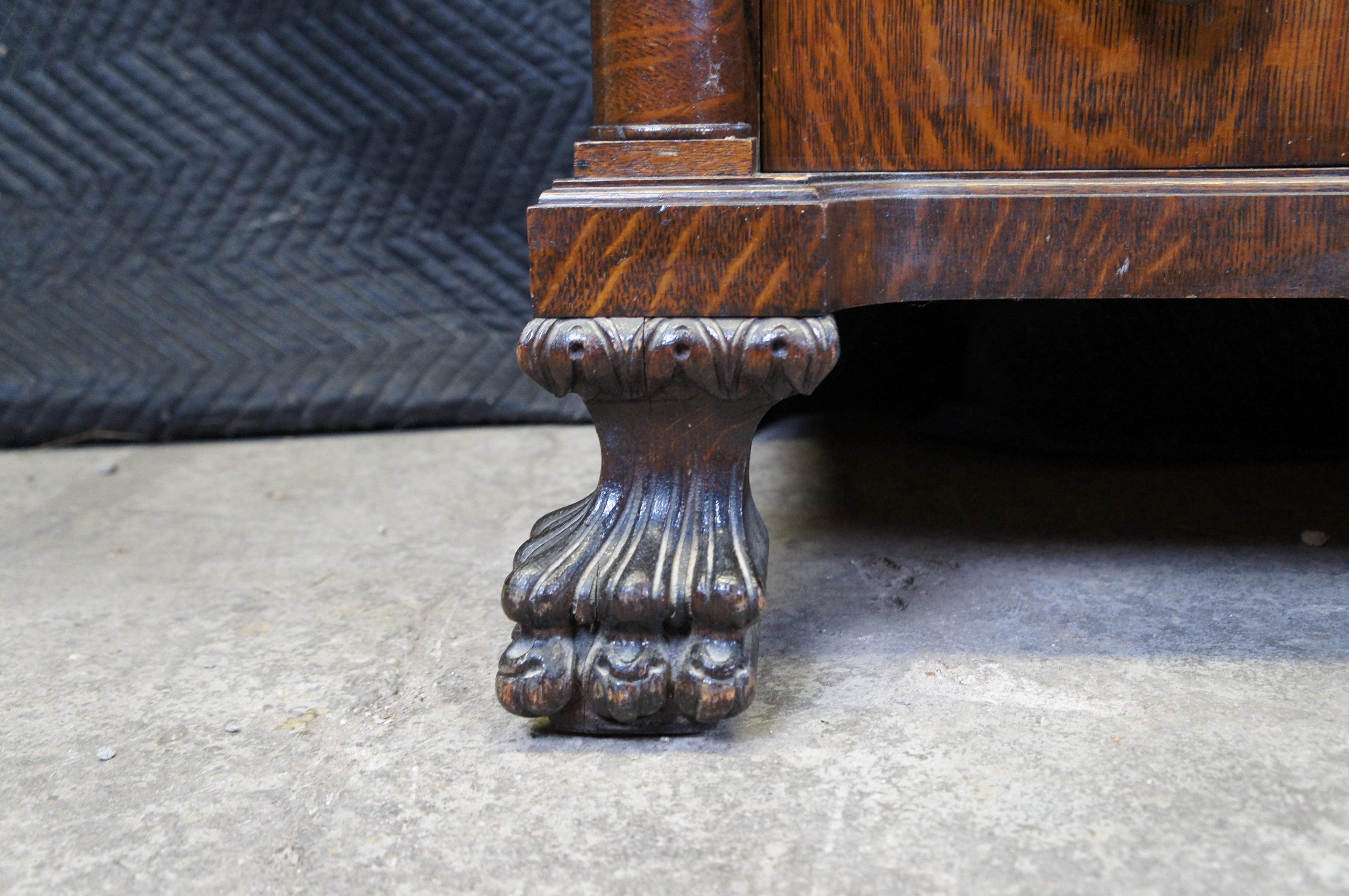 Antique Victorian Quartersawn Oak Mirred Buffet Sideboard Bar Server Cabinet 60