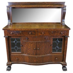 Antique Victorian Quartersawn Oak Mirred Buffet Sideboard Bar Server Cabinet 60"