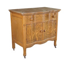Antique Victorian Quartersawn Oak Serpentine Oxbow Washstand Chest bedside Table