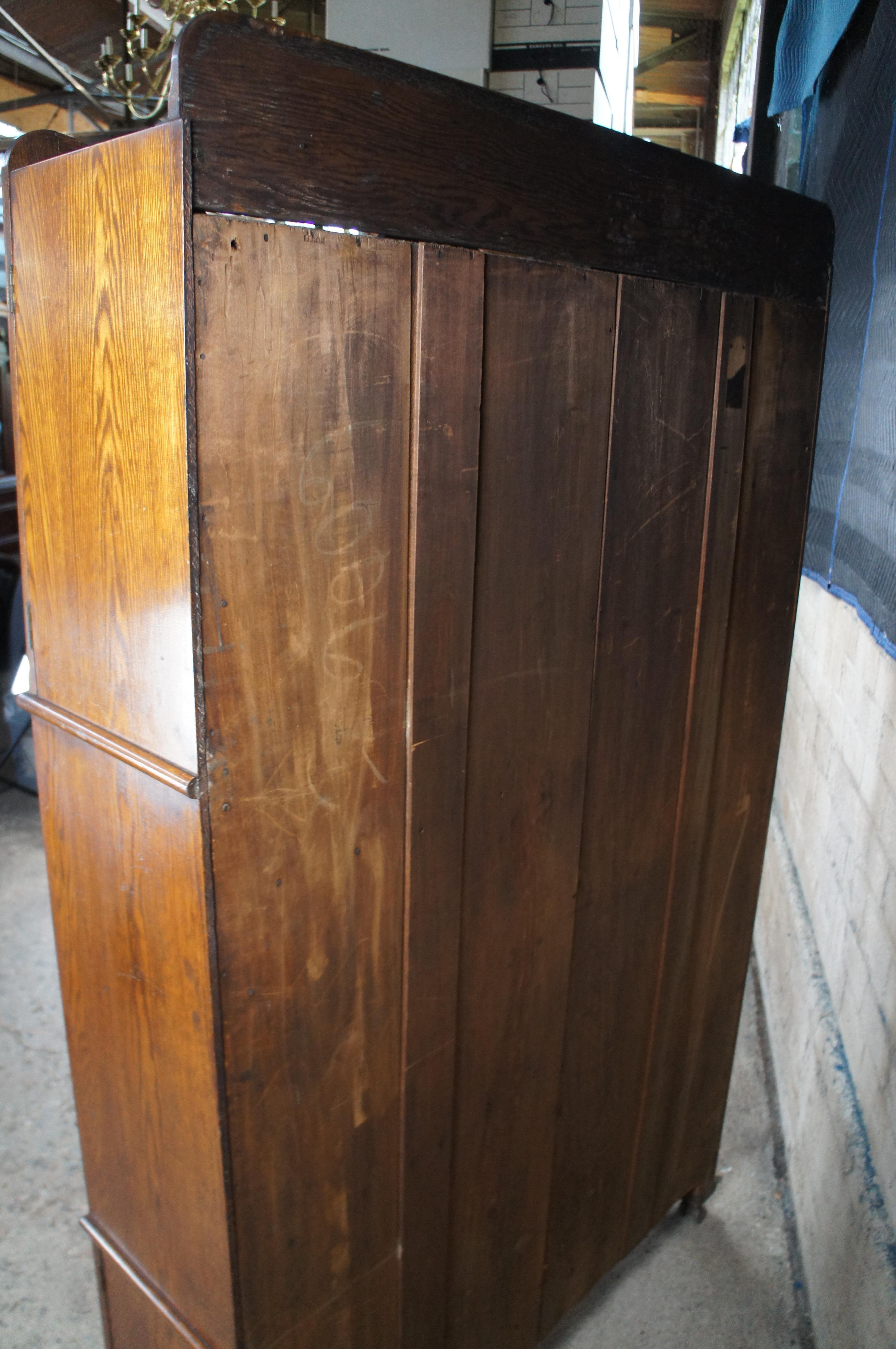 Antique Victorian Quartersawn Oak Side by Side Secretary Desk Bookcase Cabinet 5