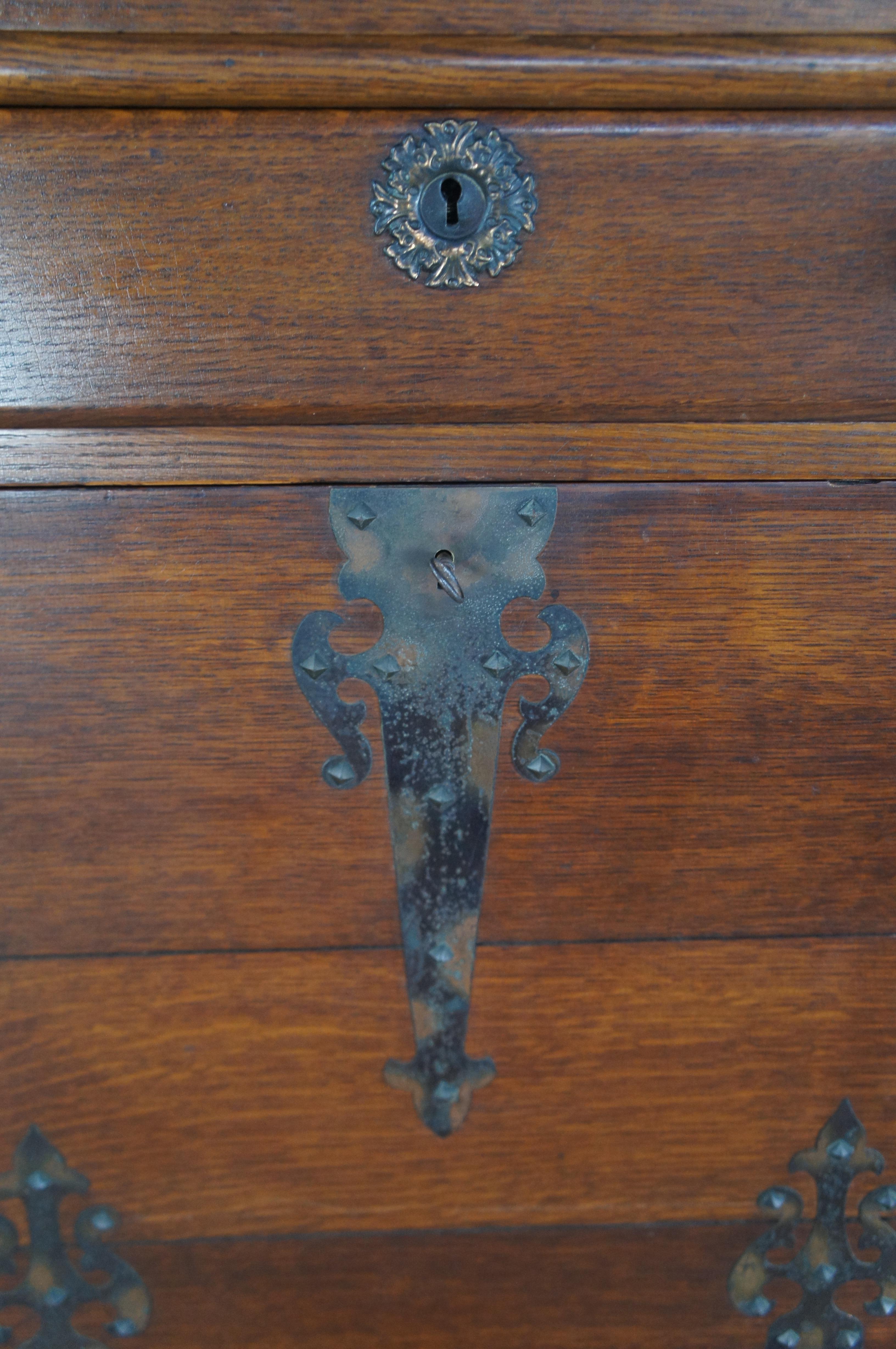 Antique Victorian Quartersawn Oak Side by Side Secretary Desk Bookcase Cabinet 7