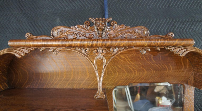 Antique Victorian Quartersawn Oak Side by Side Secretary Desk Bookcase ...