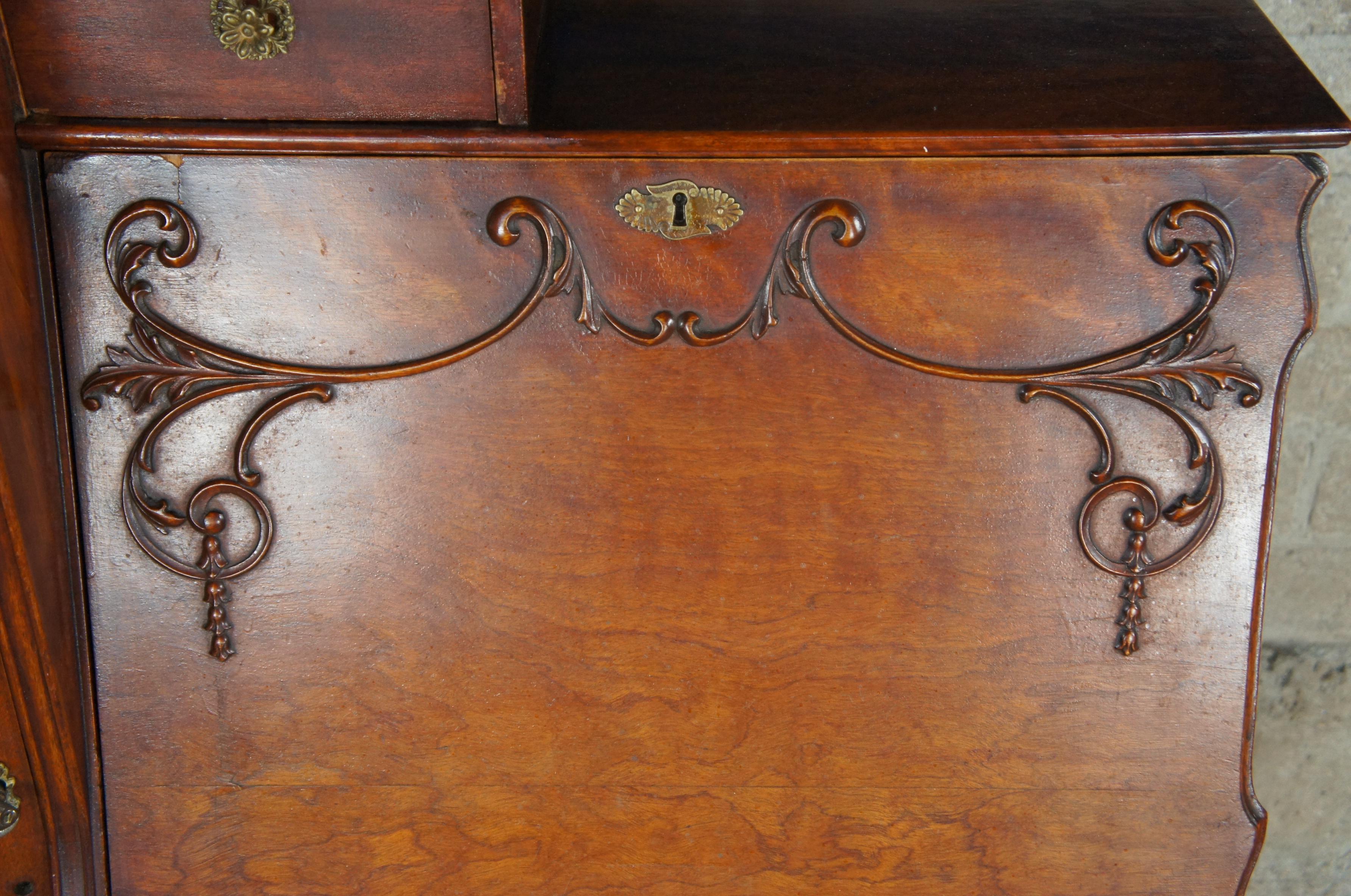 Early 20th Century Antique Victorian Quartersawn Oak Side by Side Secretary Desk Bookcase Cabinet