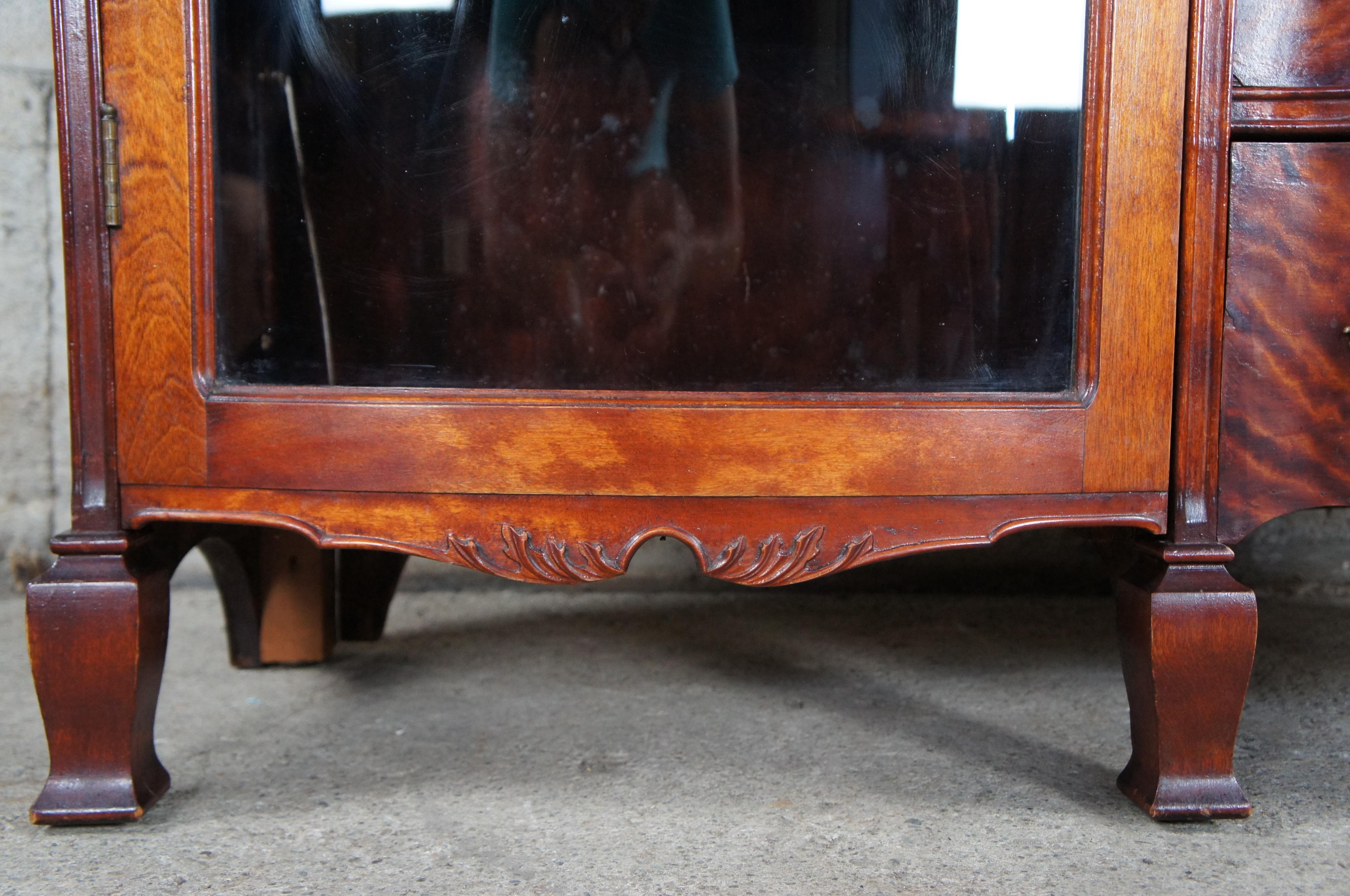 Antique Victorian Quartersawn Oak Side by Side Secretary Desk Bookcase Cabinet 2